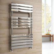 (ZZ12) 1200x600mm Chrome Flat Panel Ladder Towel Radiator. RRP £379.99. Made from low carbon steel