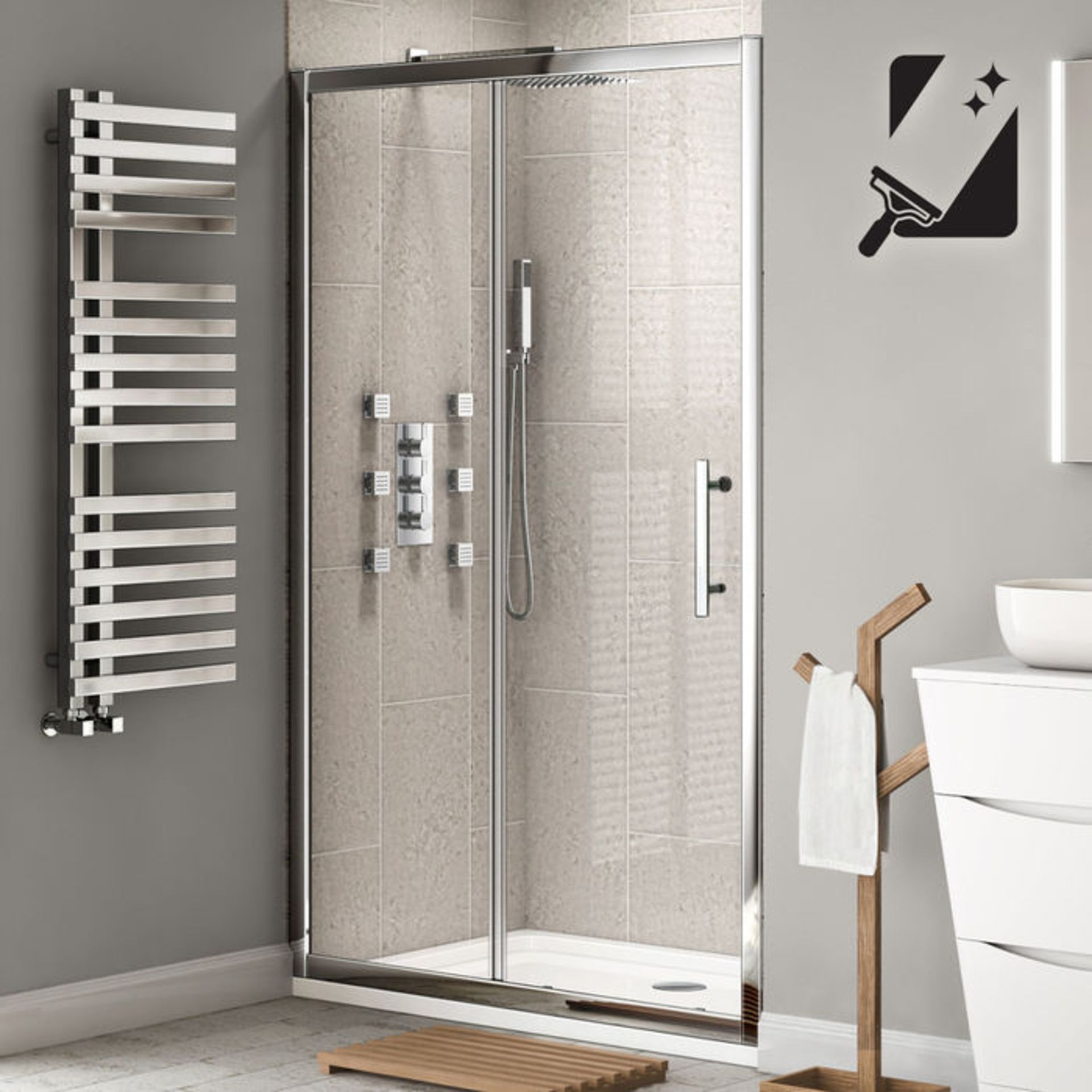 (ZZ90) 1000mm - 8mm - Premium EasyClean Sliding Shower Door. RRP £349.99. 8mm EasyClean glass -