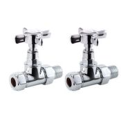 (ZZ66) 15mm Standard Connection Straight Polished Chrome Radiator Valves Chrome Plated Solid Brass