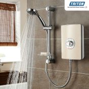 (ZZ37) 9.5kW Triton Aspirante Riveria Sand Electric Shower. Compatible with virtually any
