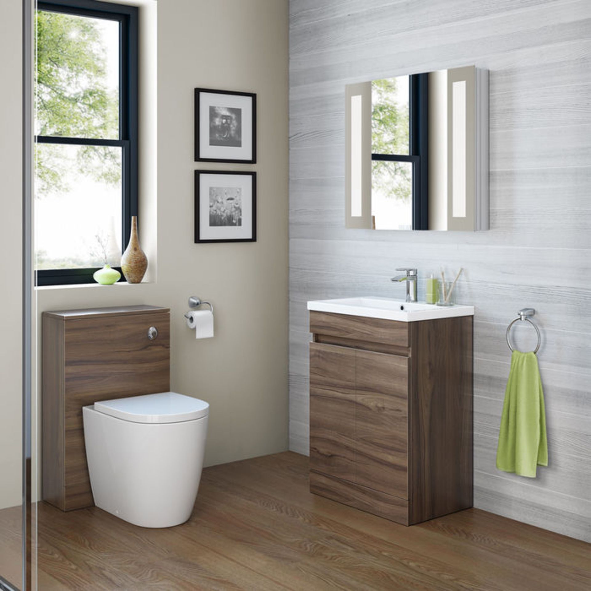 (ZZ52) 600mm Trent Walnut Effect Basin Cabinet - Floor Standing. RRP £499.99. COMES COMPLETE WITH - Image 3 of 4