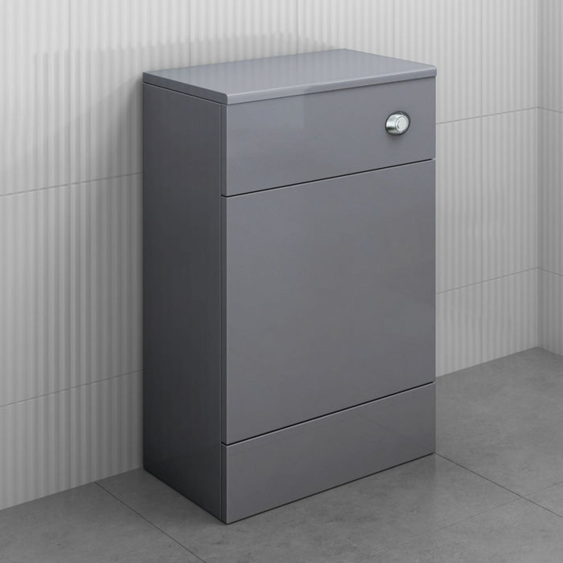 (ZZ55) 500mm Harper Gloss Grey Back To Wall Toilet Unit. RRP £109.99. Our discreet unit cleverly