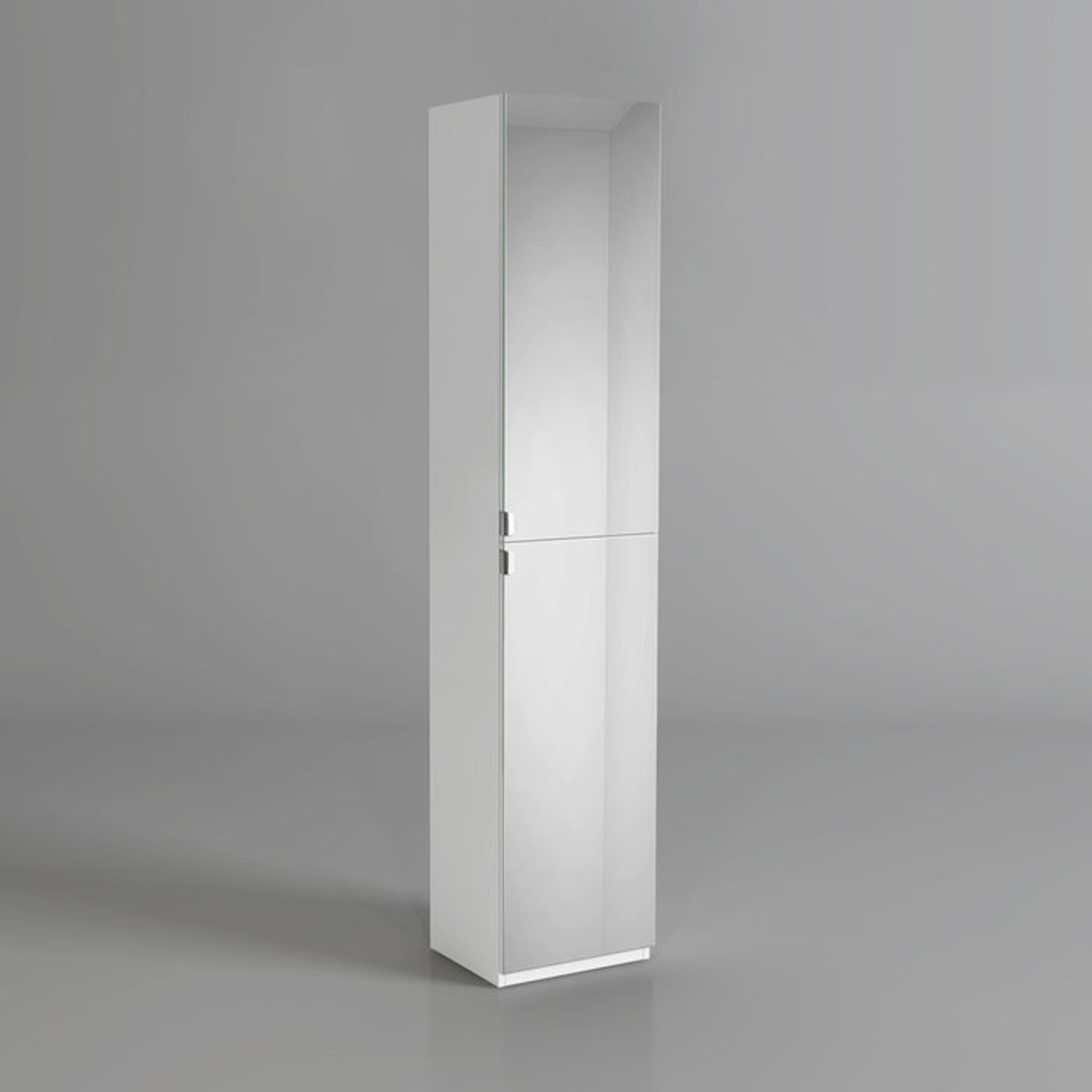 (Q33) 1700x350mm Mirrored Door Matte White Tall Storage Cabinet - Floor Standing. RRP £349.99. Enjoy - Image 4 of 4