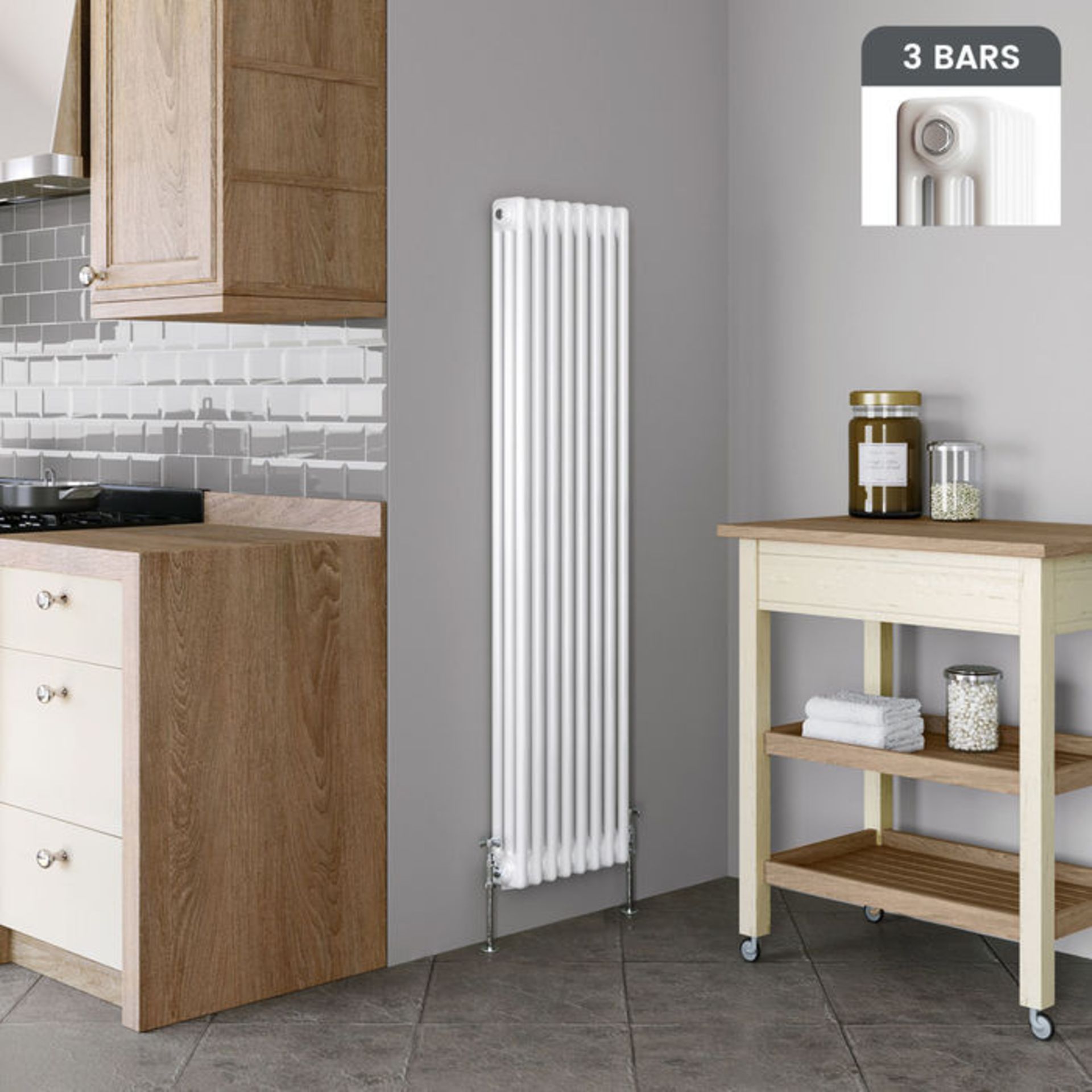 (ZZ118) 1500x380mm White Triple Panel Vertical Colosseum Traditional Radiator. RRP £289.99. Made - Image 2 of 3