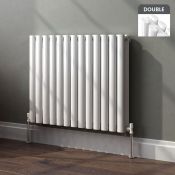 (C183) 600x780mm Gloss White Double Panel Oval Tube Horizontal Radiator. RRP £379.99. Made from high