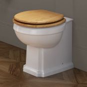 (C217) Victoria II Traditional Back To Wall Toilet - Oak Effect Seat. RRP £349.99. Traditional