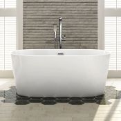 (ZA103) 1500x750mm Ava Slimline Freestanding Bath. Expertly crafted, Ava is finished in high gloss