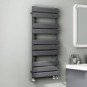 (ZA111) 1000x450mm Anthracite Flat Panel Ladder Towel Radiator. RRP £299.99. Made with low carbon