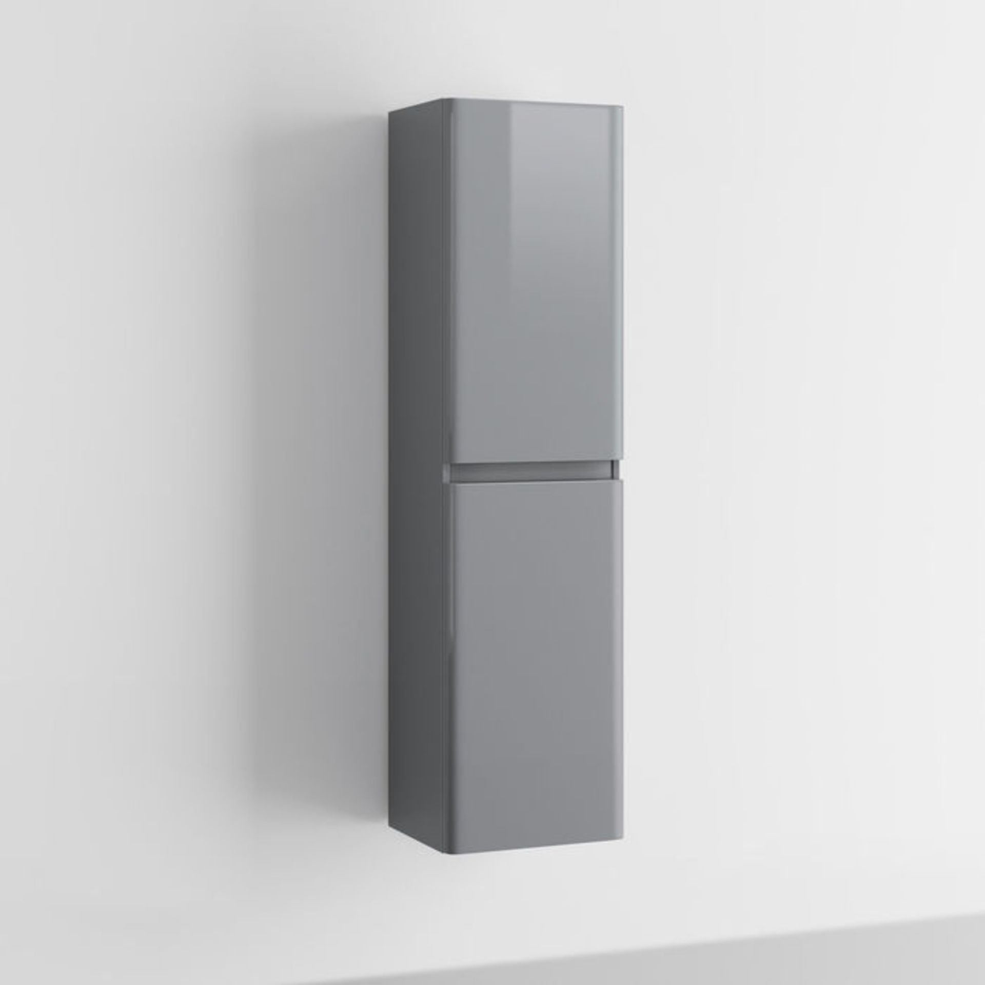 (GR24) 1400mm Denver II Gloss Grey Tall Wall Hung Storage Cabinet - Wall Hung RRP £299.99 Great - Image 4 of 5