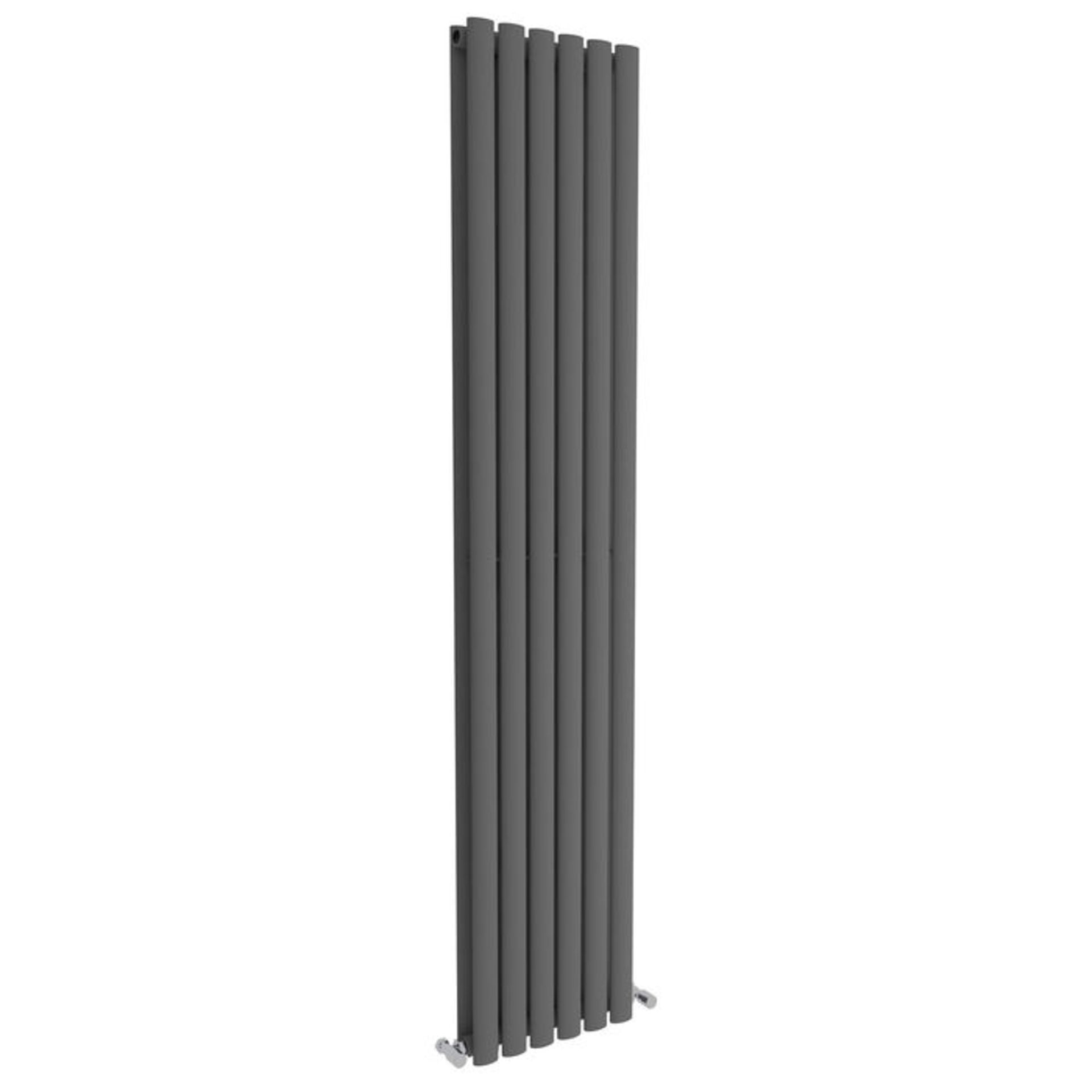 (GR44) 1800x360mm Anthracite Double Oval Tube Vertical Radiator RRP £342.99 Made from high quality