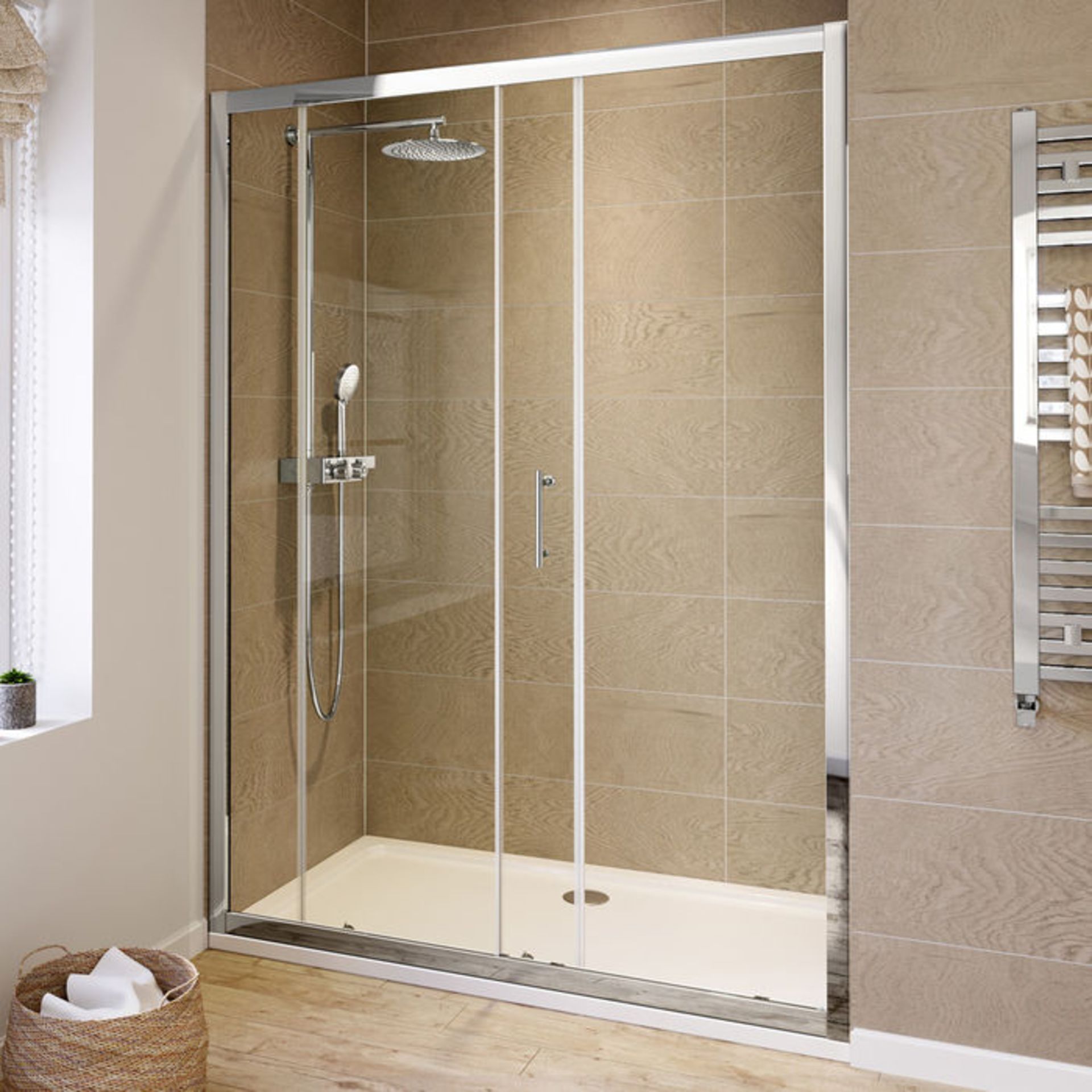 (T34) 1400mm - 6mm - Elements Sliding Shower Door. RRP £359.99.6mm Safety GlassFully waterproof - Image 2 of 2