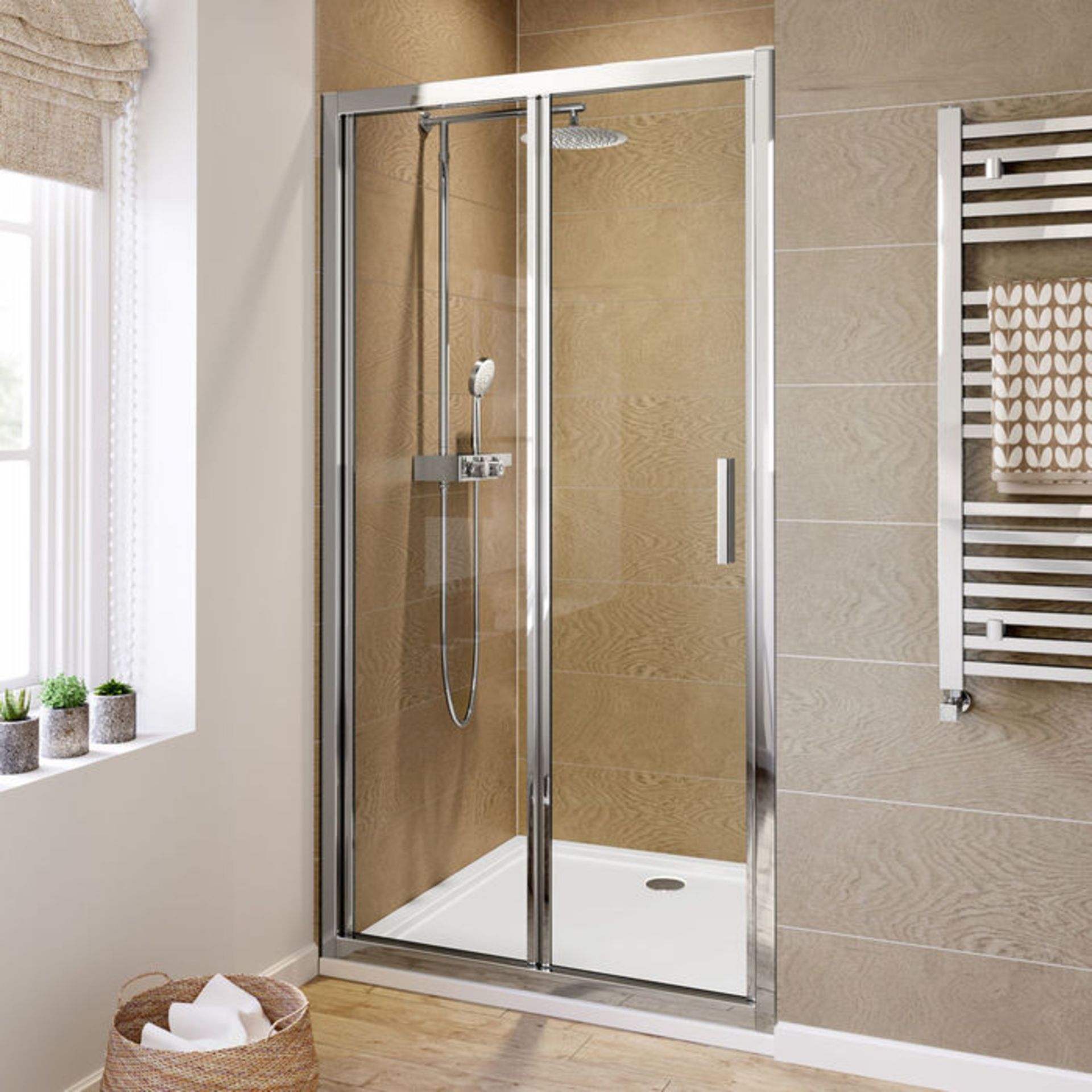 (GR31) 1000mm - 6mm - Elements EasyClean Bifold Shower Door 6mm Safety Glass - Single-sided - Image 3 of 5