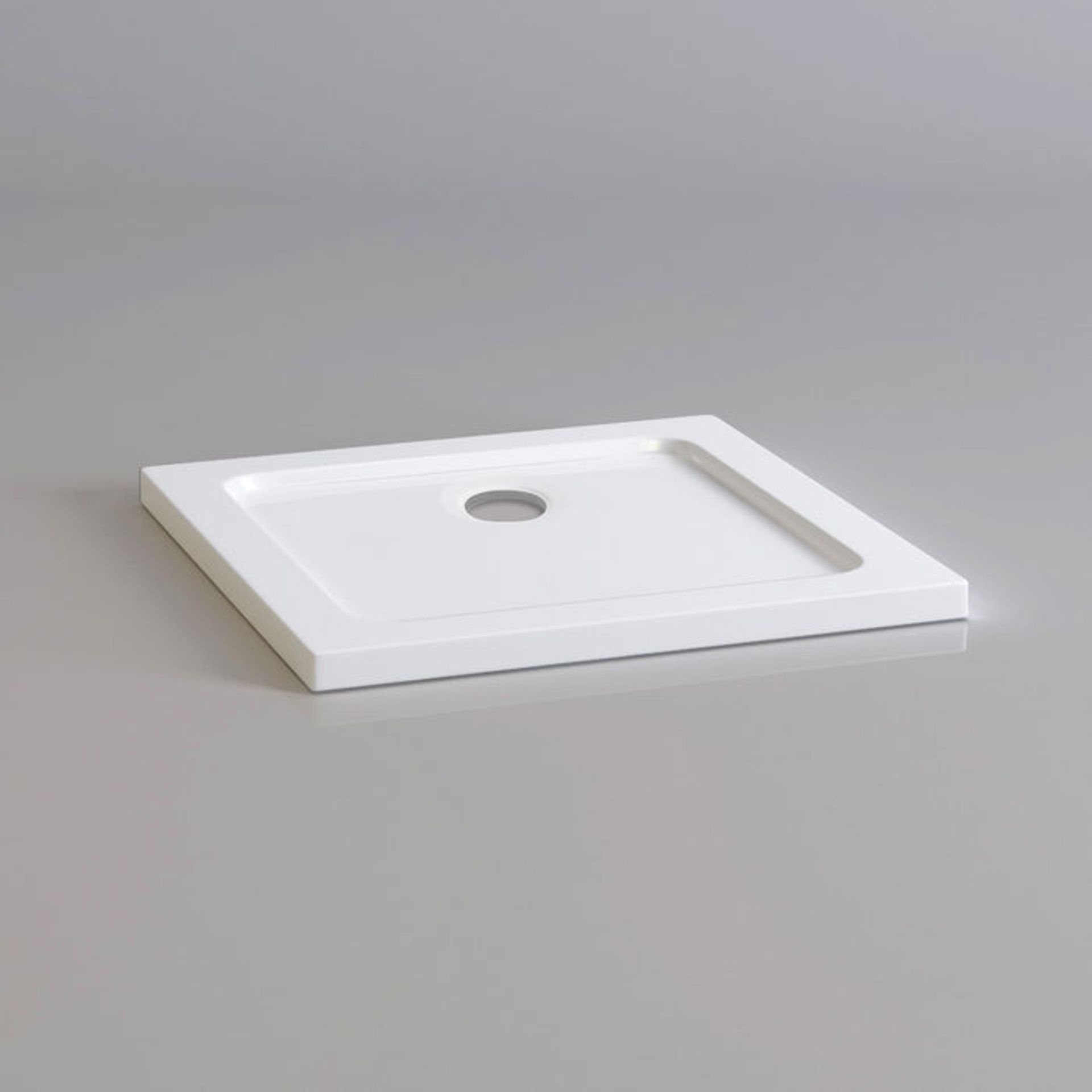 (T121) 800x800mm Square Ultra Slim Stone Shower Tray. Low profile ultra slim designGel coated - Image 2 of 2