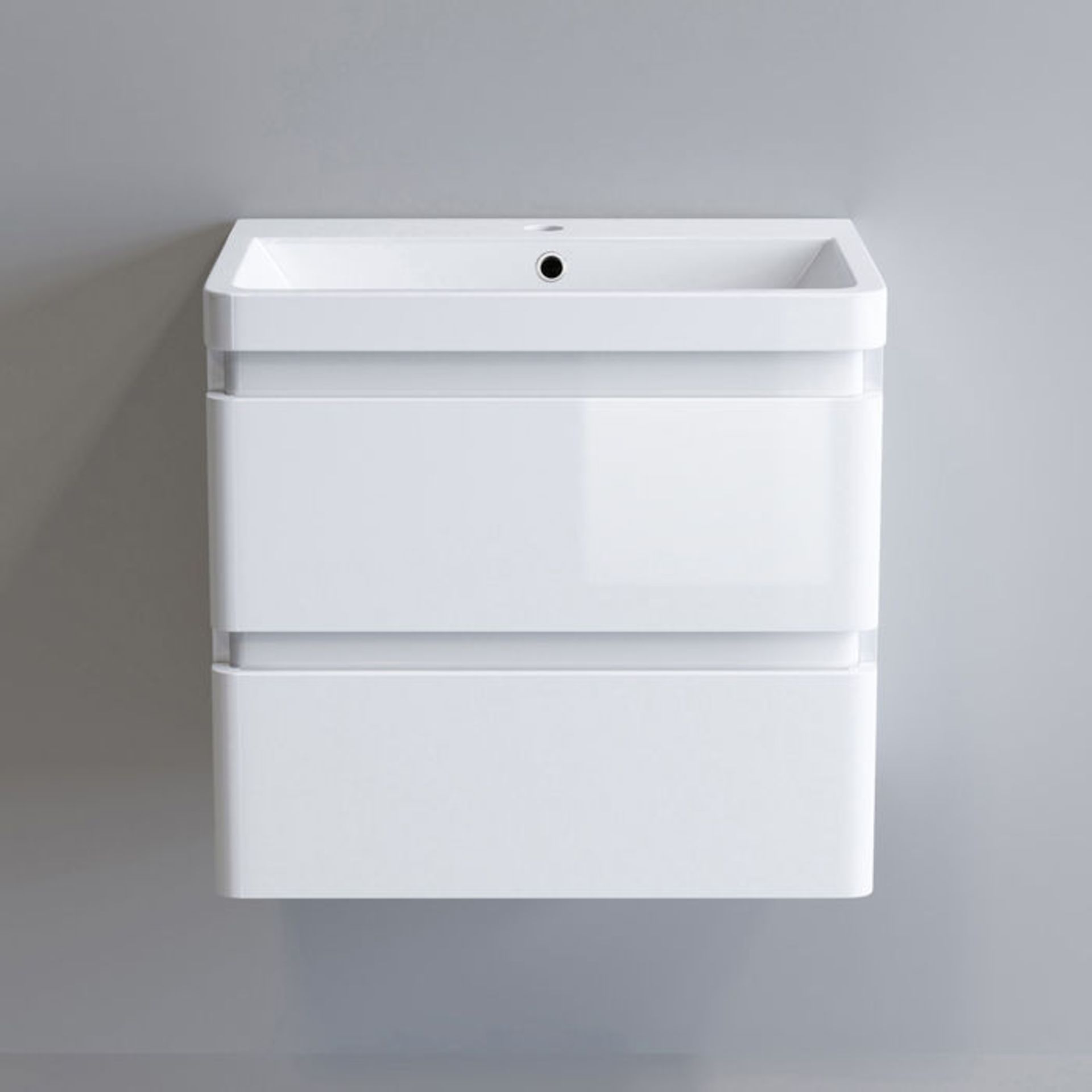 (GR19) 600mm Denver II Gloss White Built In Basin Drawer Unit - Wall Hung RRP £499.99. COMES - Image 4 of 5
