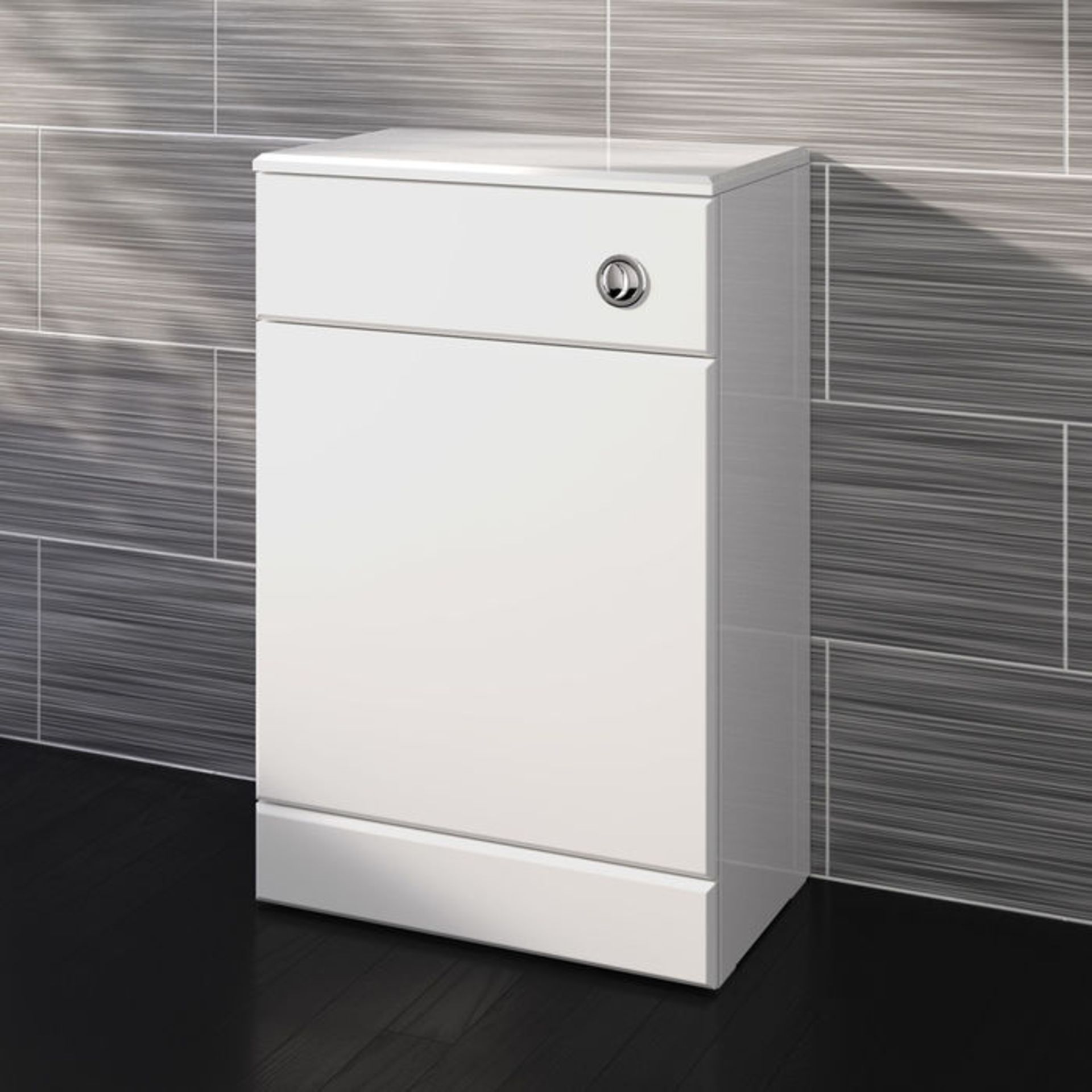 (GR59) 500x300mm Quartz Gloss White Back To Wall Toilet Unit RRP £143.99. Pristine gloss white - Image 2 of 6