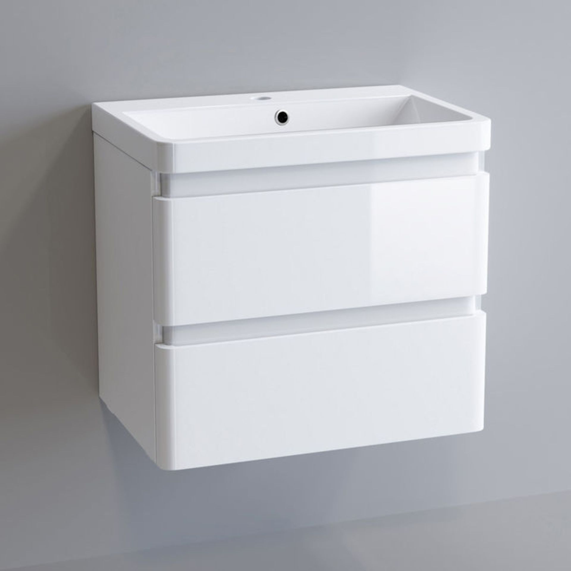 (GR19) 600mm Denver II Gloss White Built In Basin Drawer Unit - Wall Hung RRP £499.99. COMES - Image 5 of 5