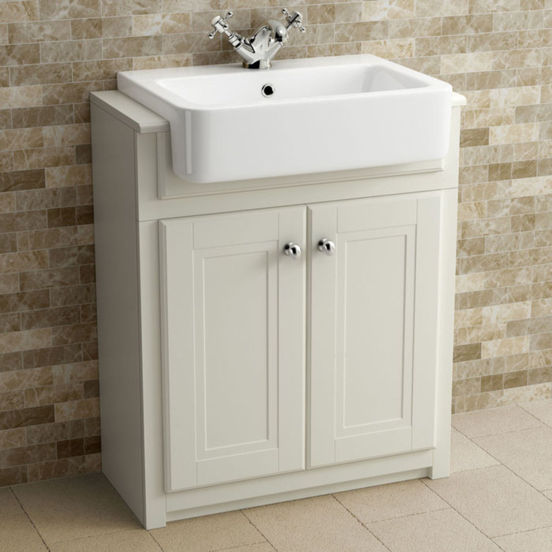 (AA138) 667mm Cambridge Clotted Cream Floor Standing Basin Vanity Unit. RRP £499.99. COMES