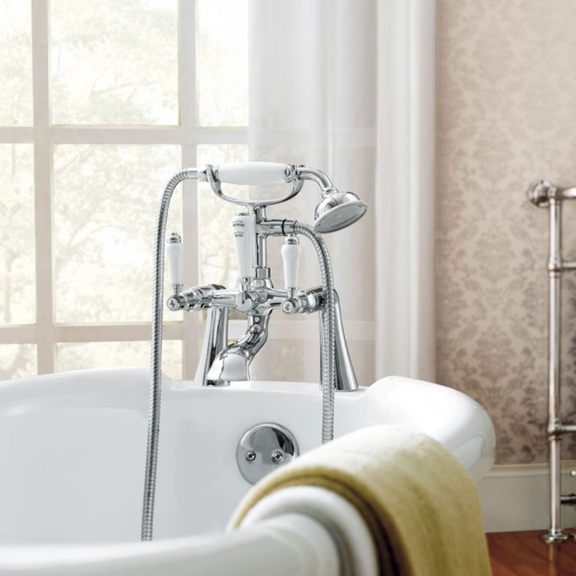 (GR88) Regal Chrome Traditional Bath Mixer Lever Tap with Hand Held Shower. Chrome Plated Solid - Image 3 of 5