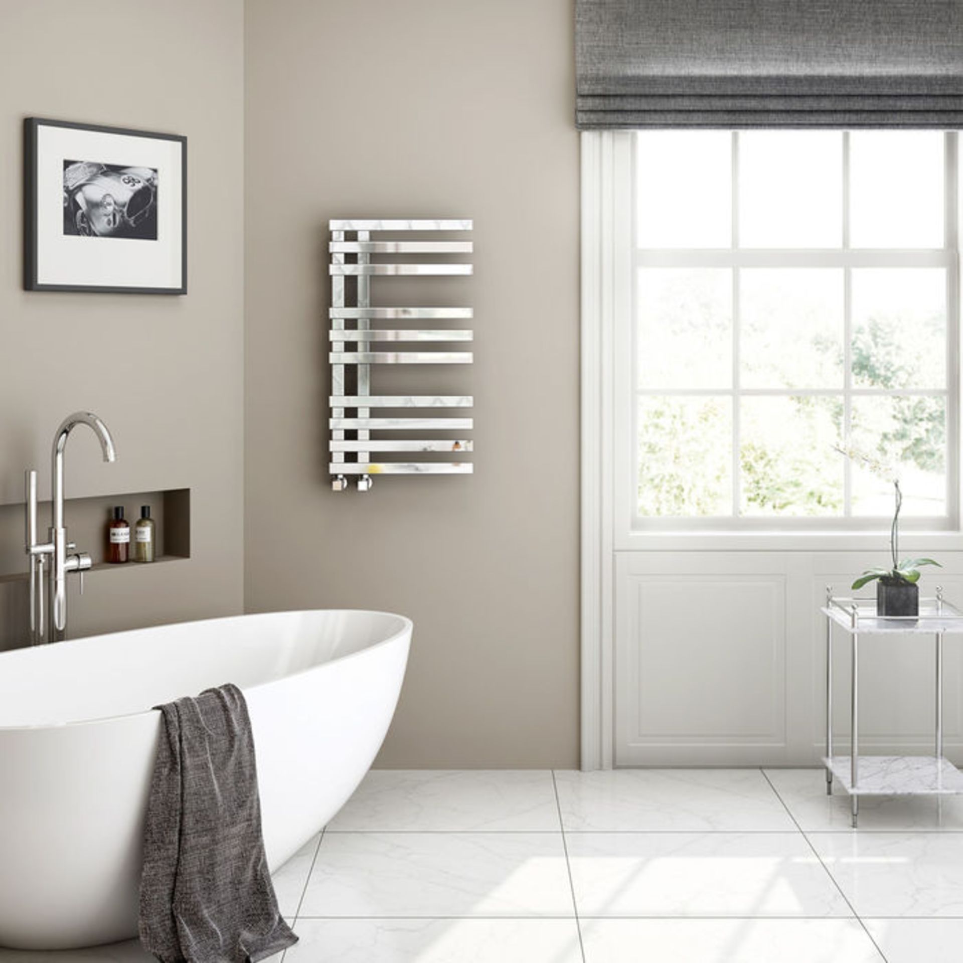 (GR160) 800x450mm Chrome Designer Towel Radiator -Square Rail. RRP £349.99. Enjoy the convenient - Image 3 of 3