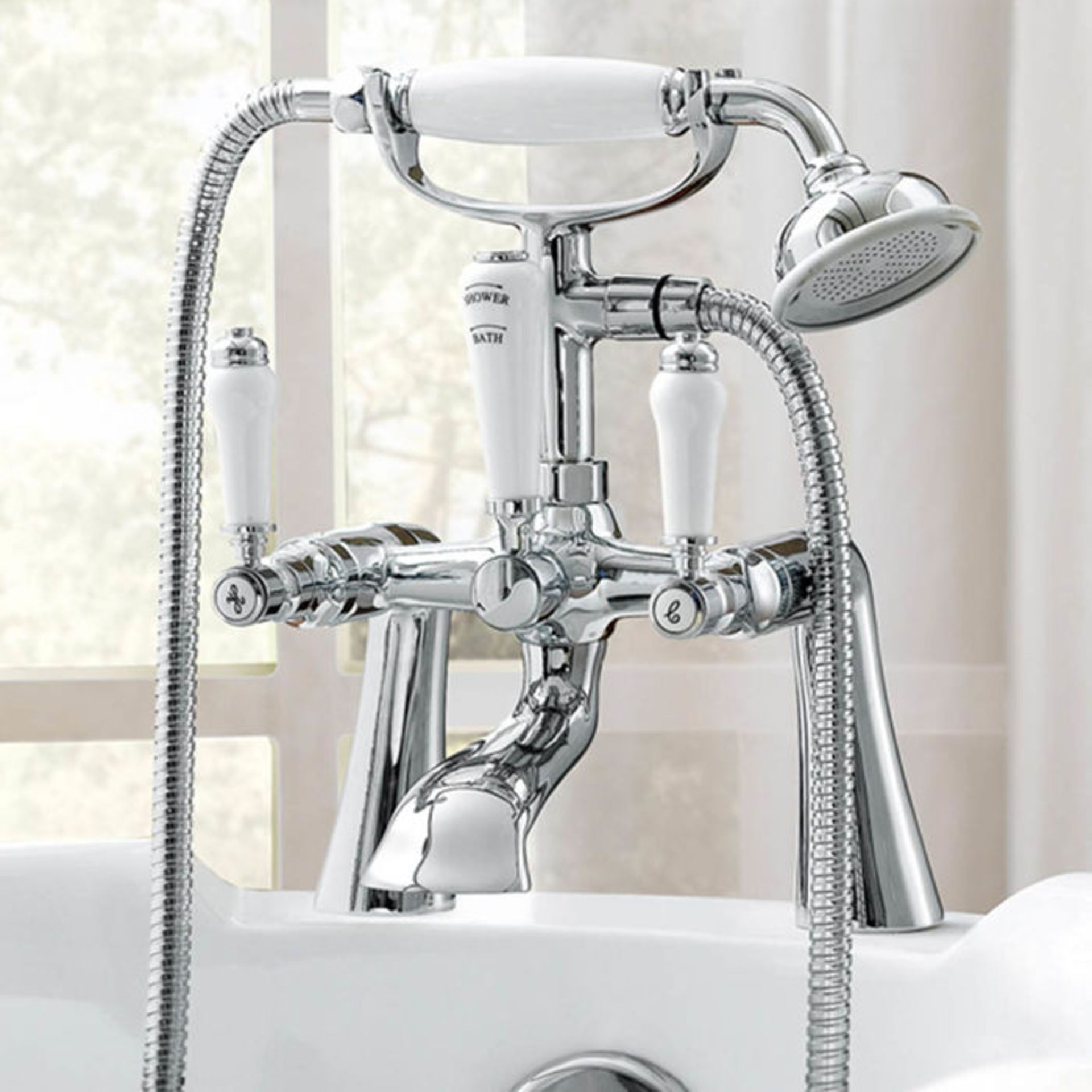 (GR88) Regal Chrome Traditional Bath Mixer Lever Tap with Hand Held Shower. Chrome Plated Solid - Image 2 of 5