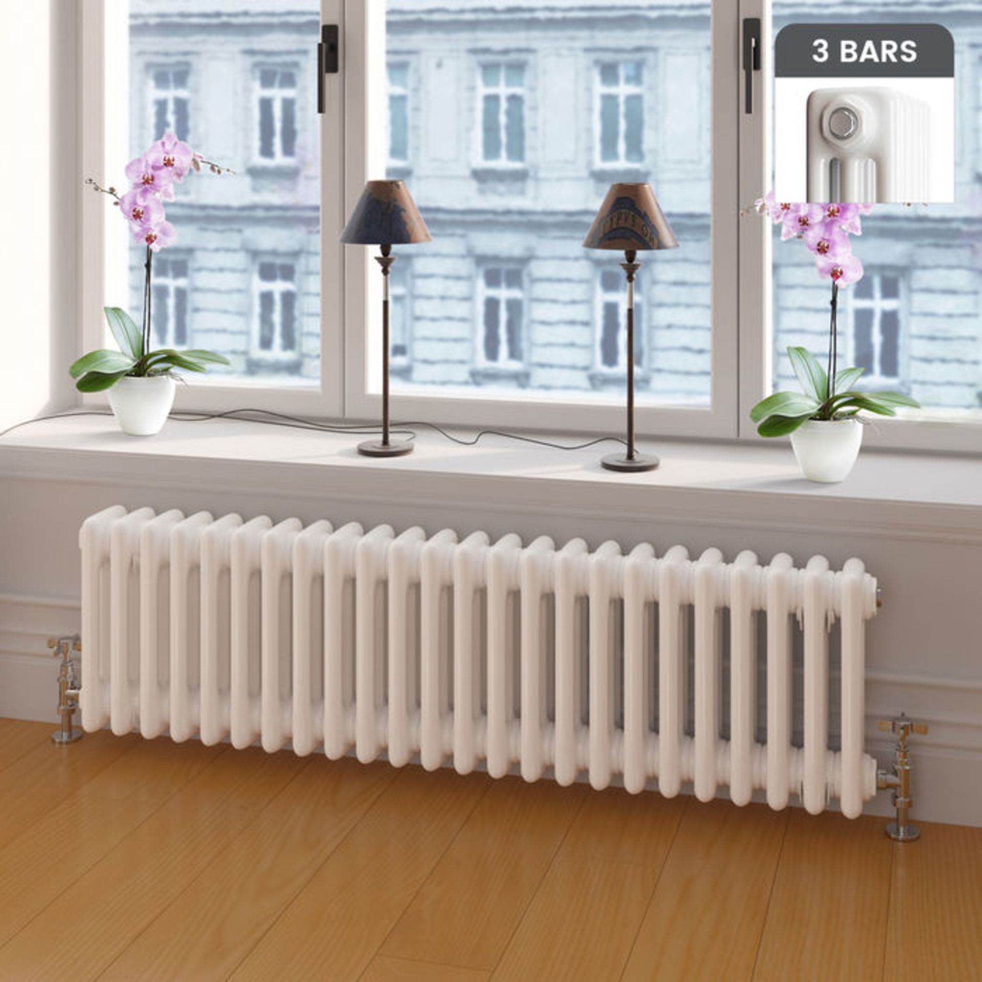 (GR13) 300x1000mm White Triple Panel Horizontal Colosseum Traditional Radiator RRP £339.99 Made from