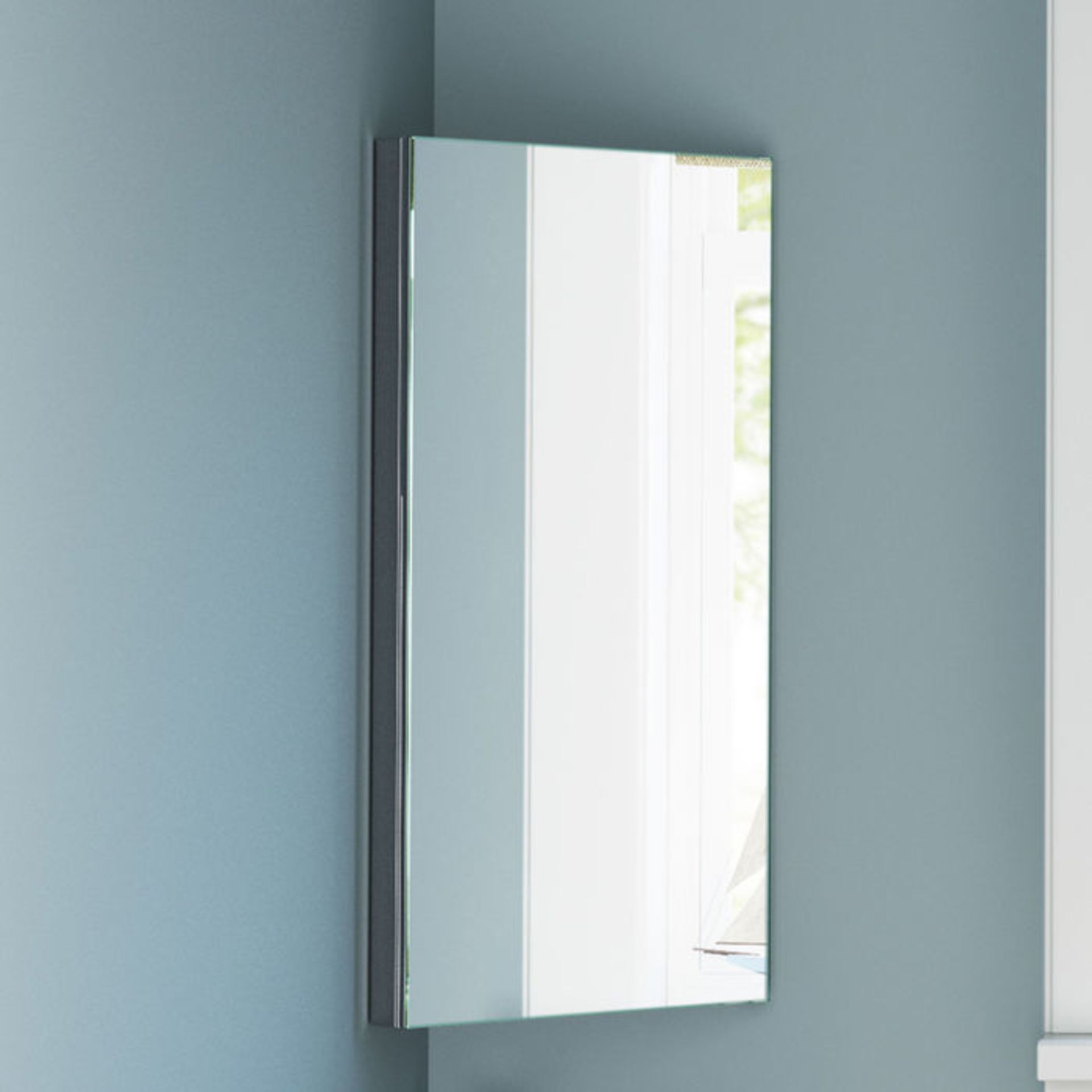 (ZA55)600x300mm Liberty Stainless Steel Corner Mirror Cabinet. Made from high-grade stainless