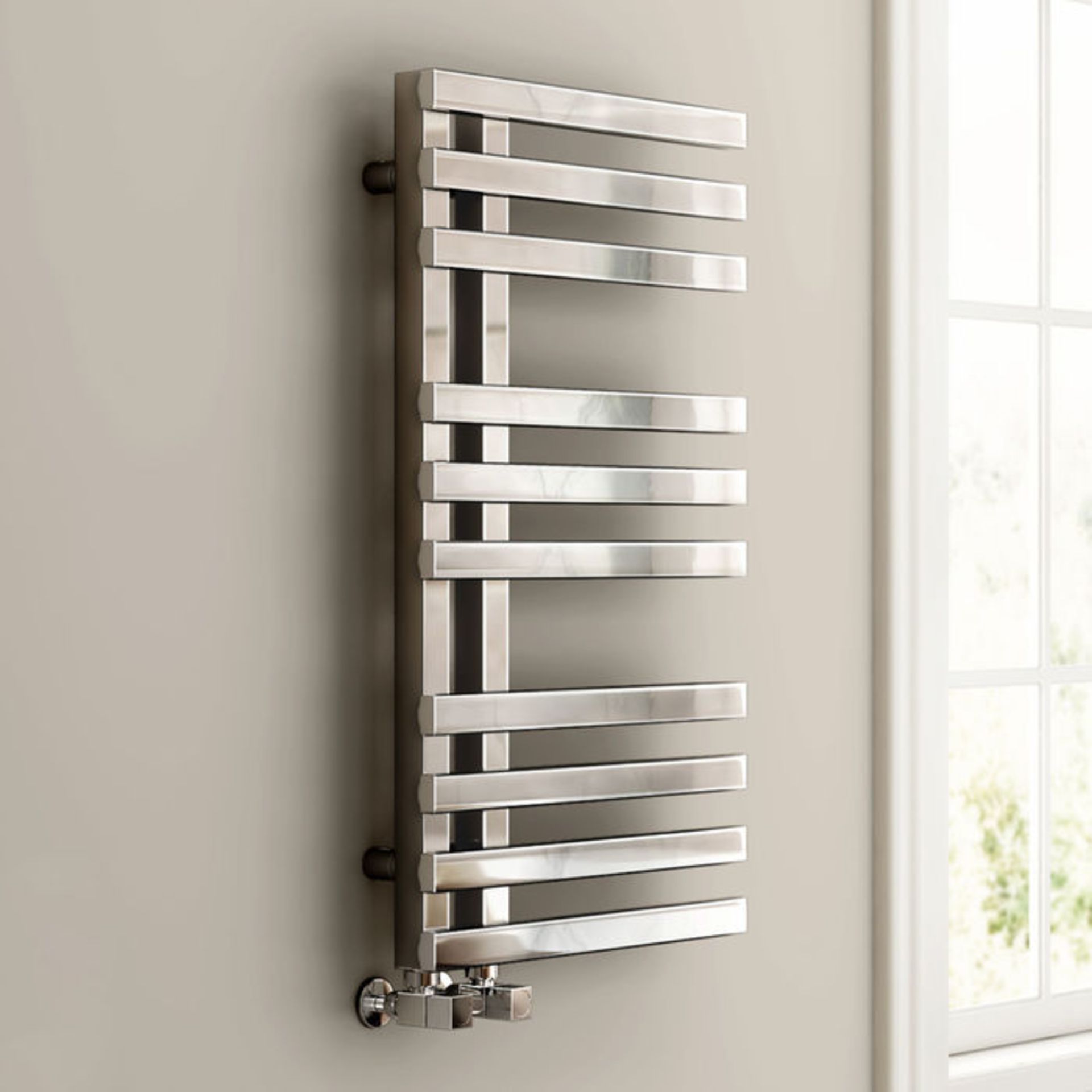 (GR160) 800x450mm Chrome Designer Towel Radiator -Square Rail. RRP £349.99. Enjoy the convenient - Image 2 of 3