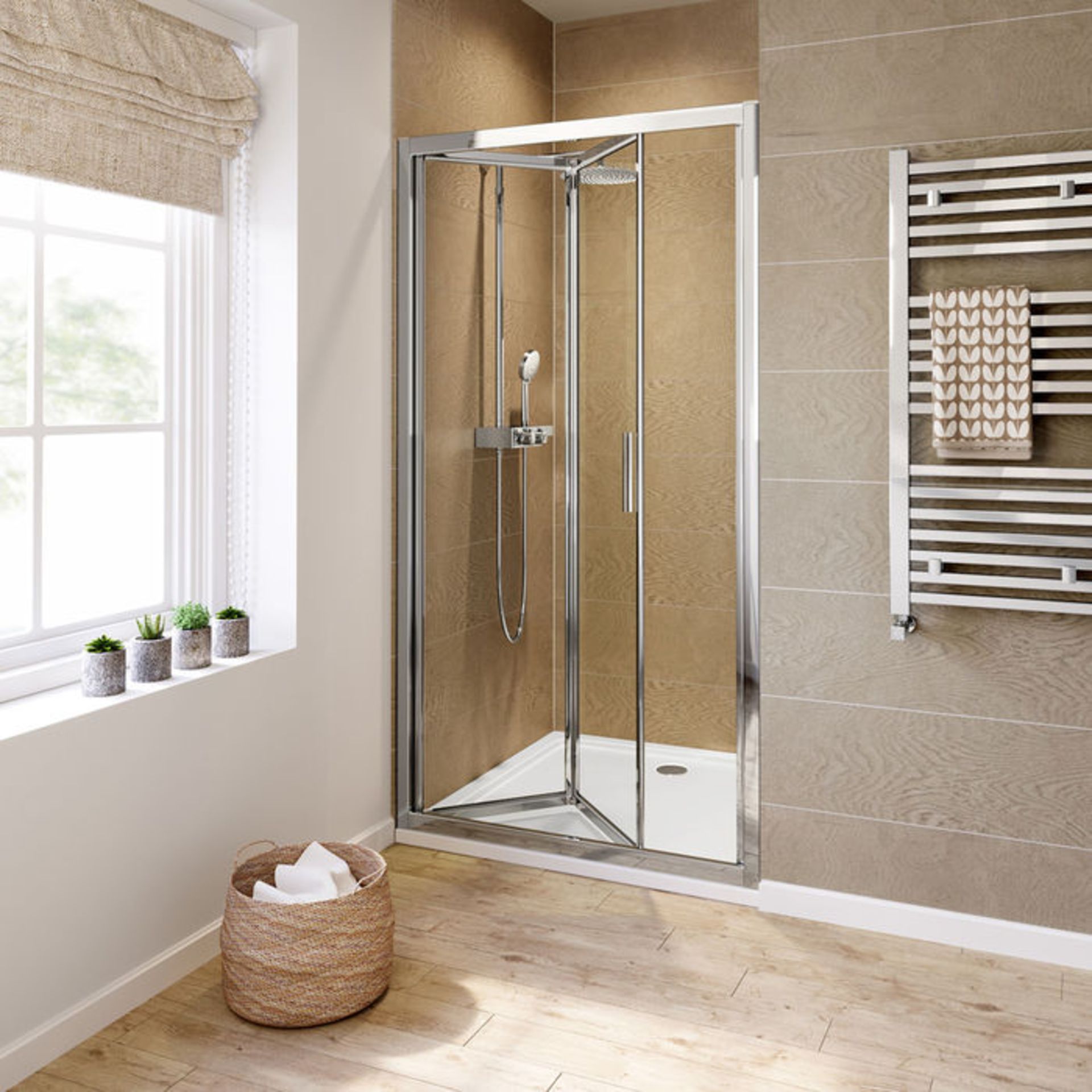 (GR31) 1000mm - 6mm - Elements EasyClean Bifold Shower Door 6mm Safety Glass - Single-sided - Image 4 of 5