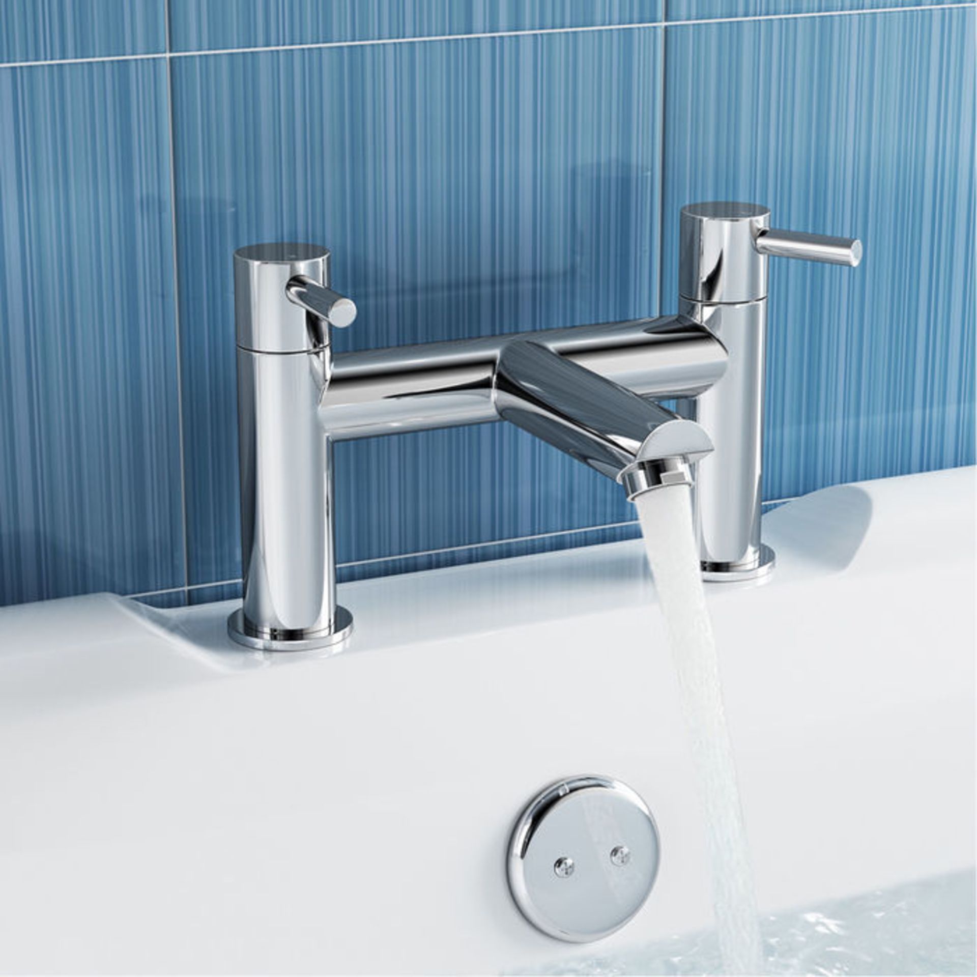 (AA65) Gladstone II Bath Filler Mixer Tap Chrome Plated Solid Brass 1/4 turn solid brass valve