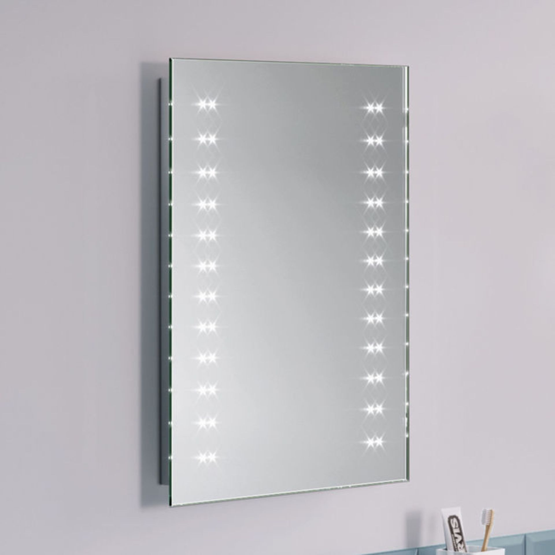 (GR111) 390x500mm Galactic LED Mirror - Battery Operated. Energy saving controlled On / Off switch - Image 2 of 3