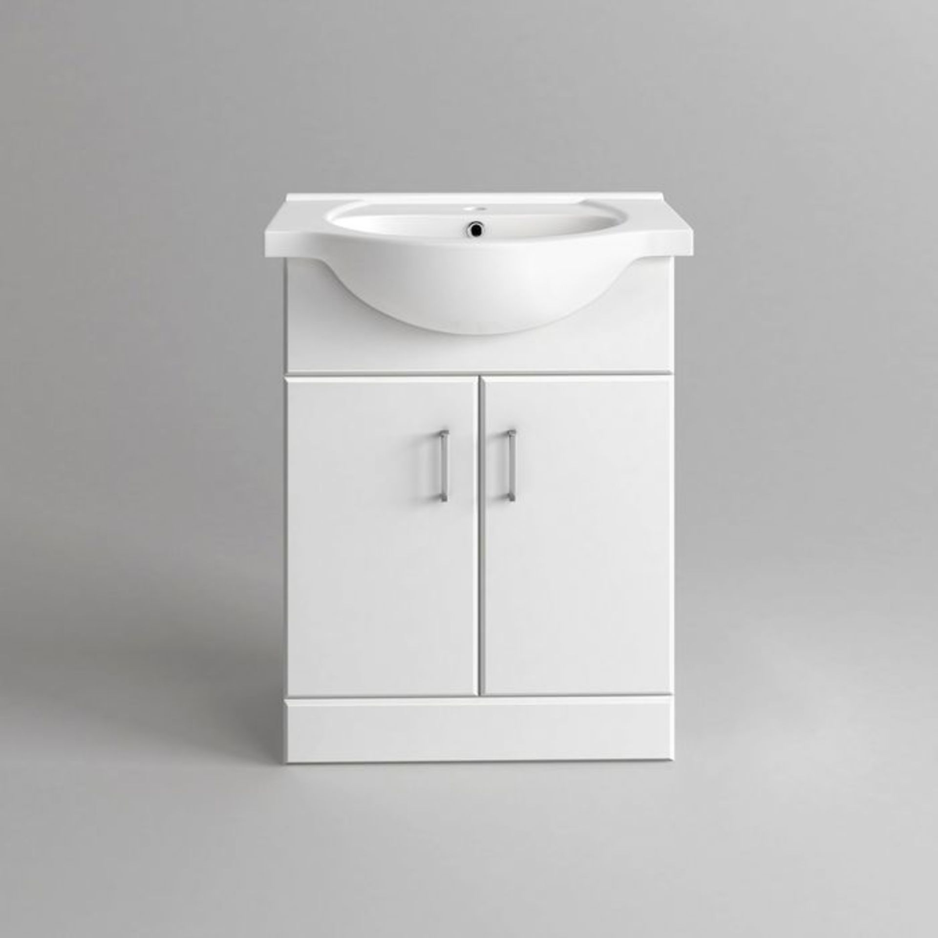 (Q93) 650x435mm Quartz Gloss White Built In Basin Cabinet. RRP £399.99. comes complete with basin. - Image 5 of 5