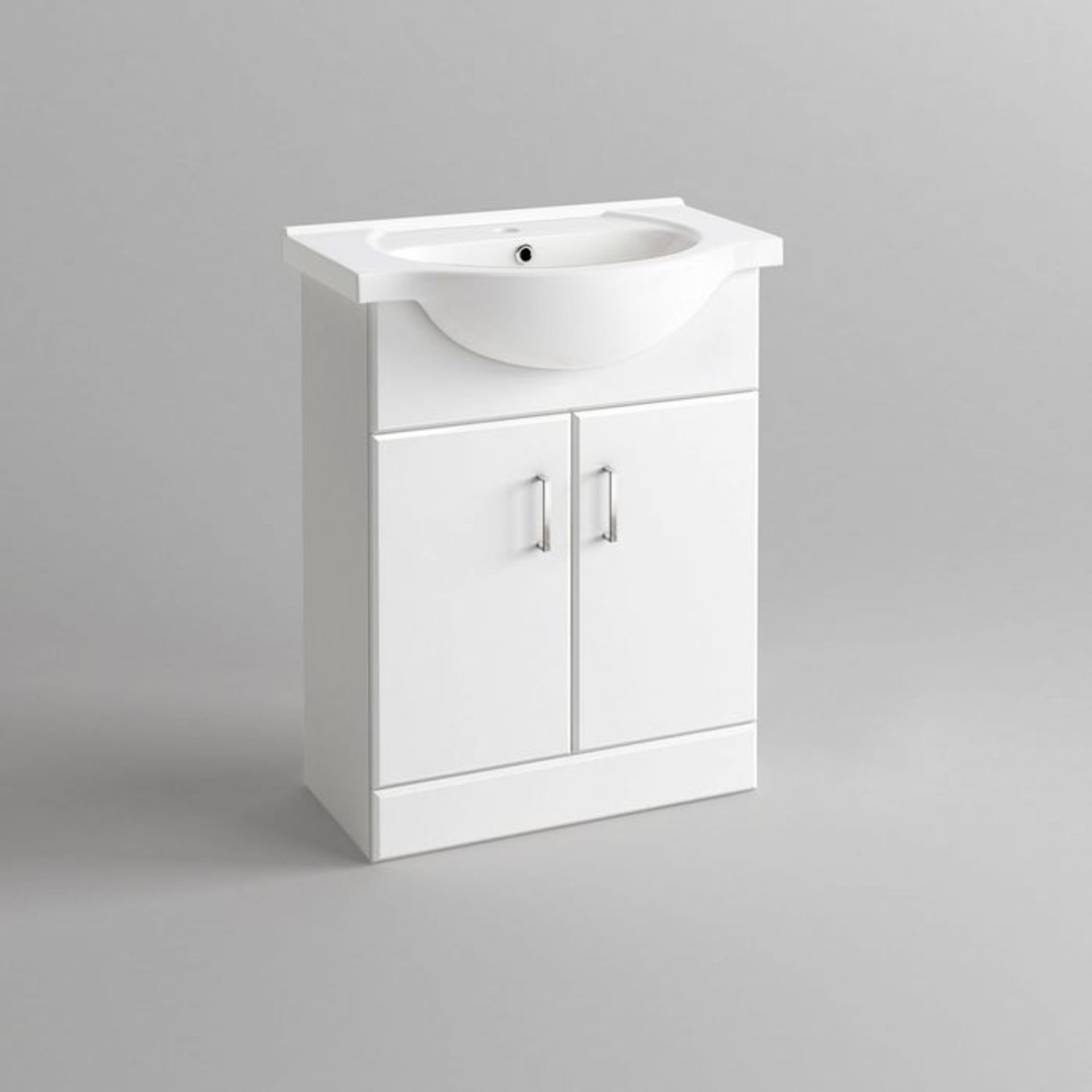 (Q93) 650x435mm Quartz Gloss White Built In Basin Cabinet. RRP £399.99. comes complete with basin. - Image 4 of 5