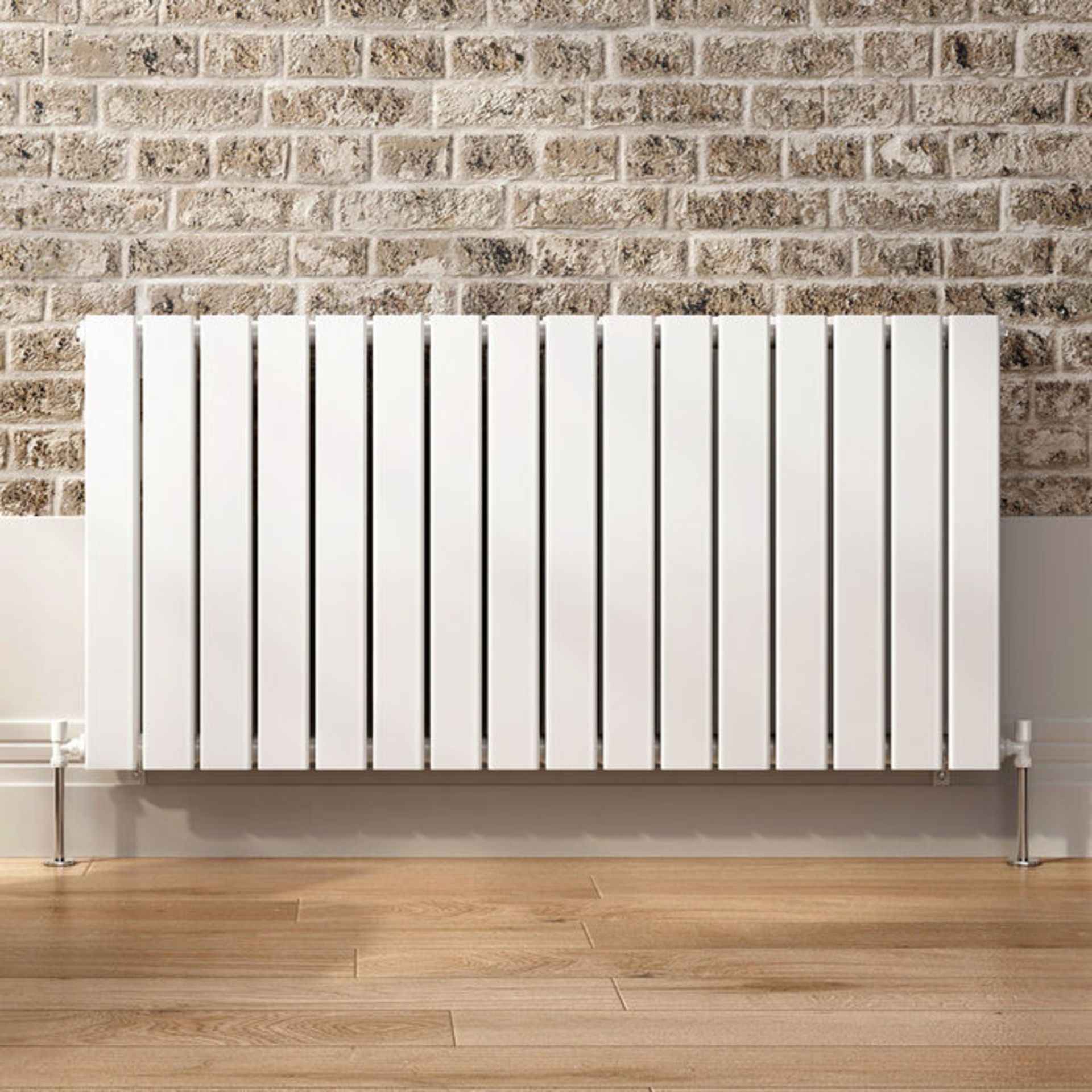 (GR46) 600x1210mm Gloss White Double Flat Panel Horizontal Radiator - Premium RRP £318.99 Made - Image 5 of 6