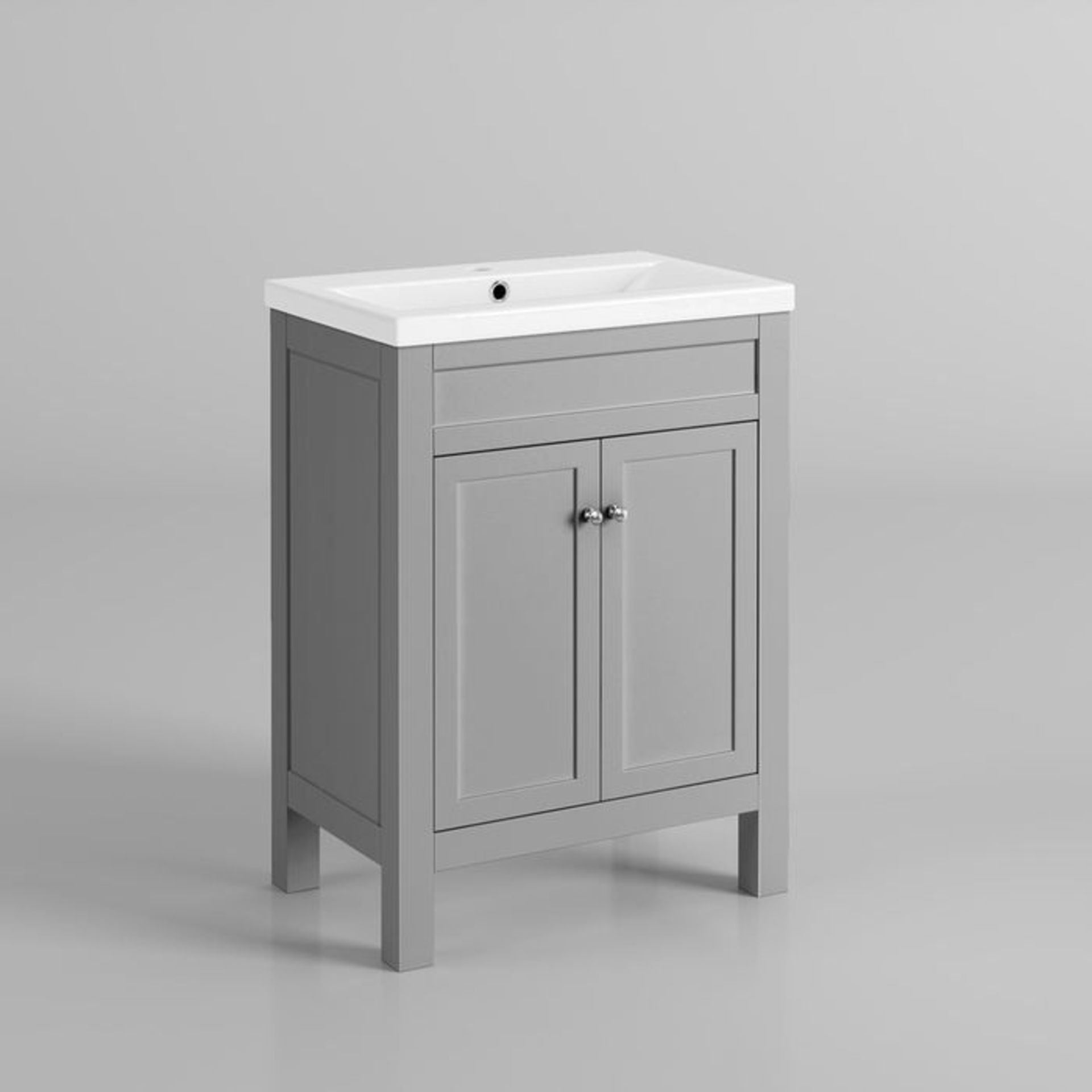 (GR65) 600mm Melbourne Earl Grey Double Door Vanity Unit - Floor Standing RRP £499.99. Create a - Image 4 of 4