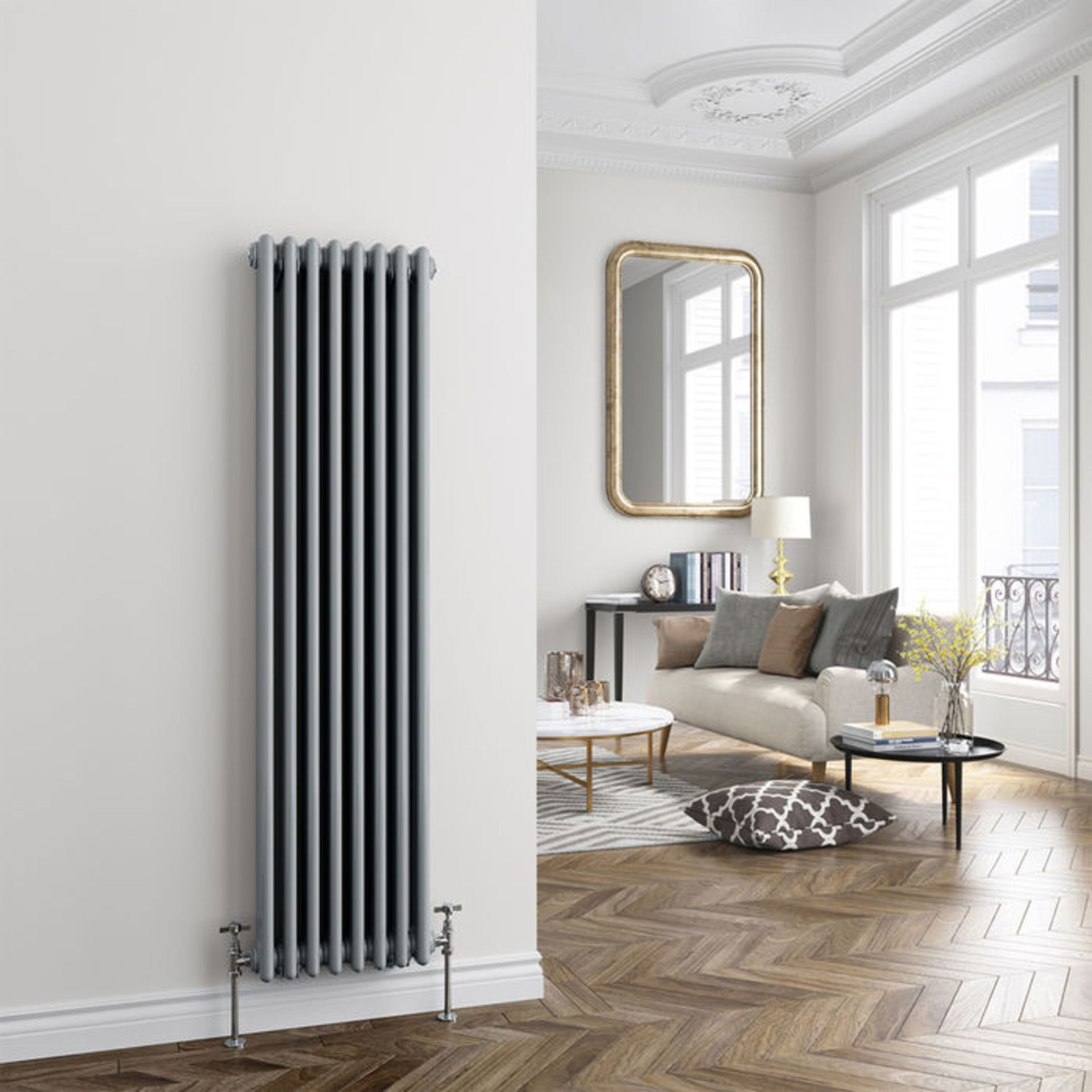 (PO36) 1500x380mm Earl Grey Triple Panel Vertical Colosseum Traditional Radiator. RRP £289.99.Made - Image 3 of 4