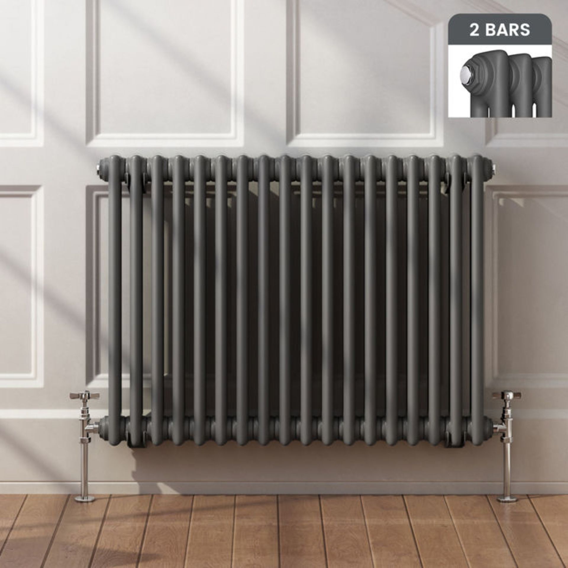 (PO166) 600x828mm Anthracite Double Panel Horizontal Colosseum Traditional Radiator. RRP £319.99.