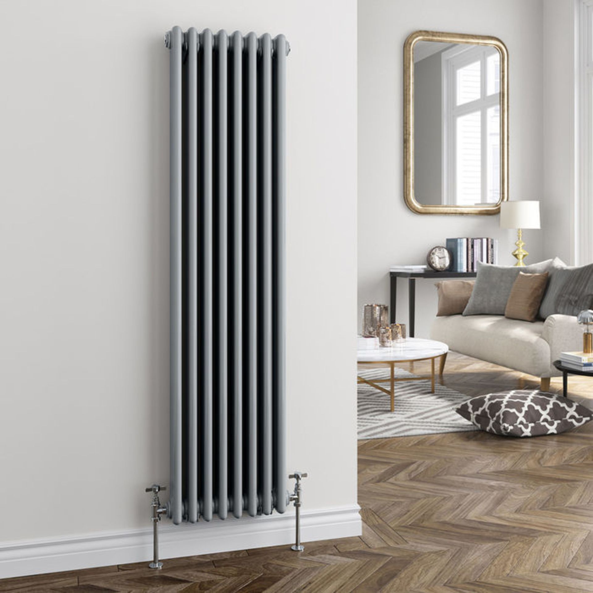 (PO36) 1500x380mm Earl Grey Triple Panel Vertical Colosseum Traditional Radiator. RRP £289.99.Made - Image 2 of 4