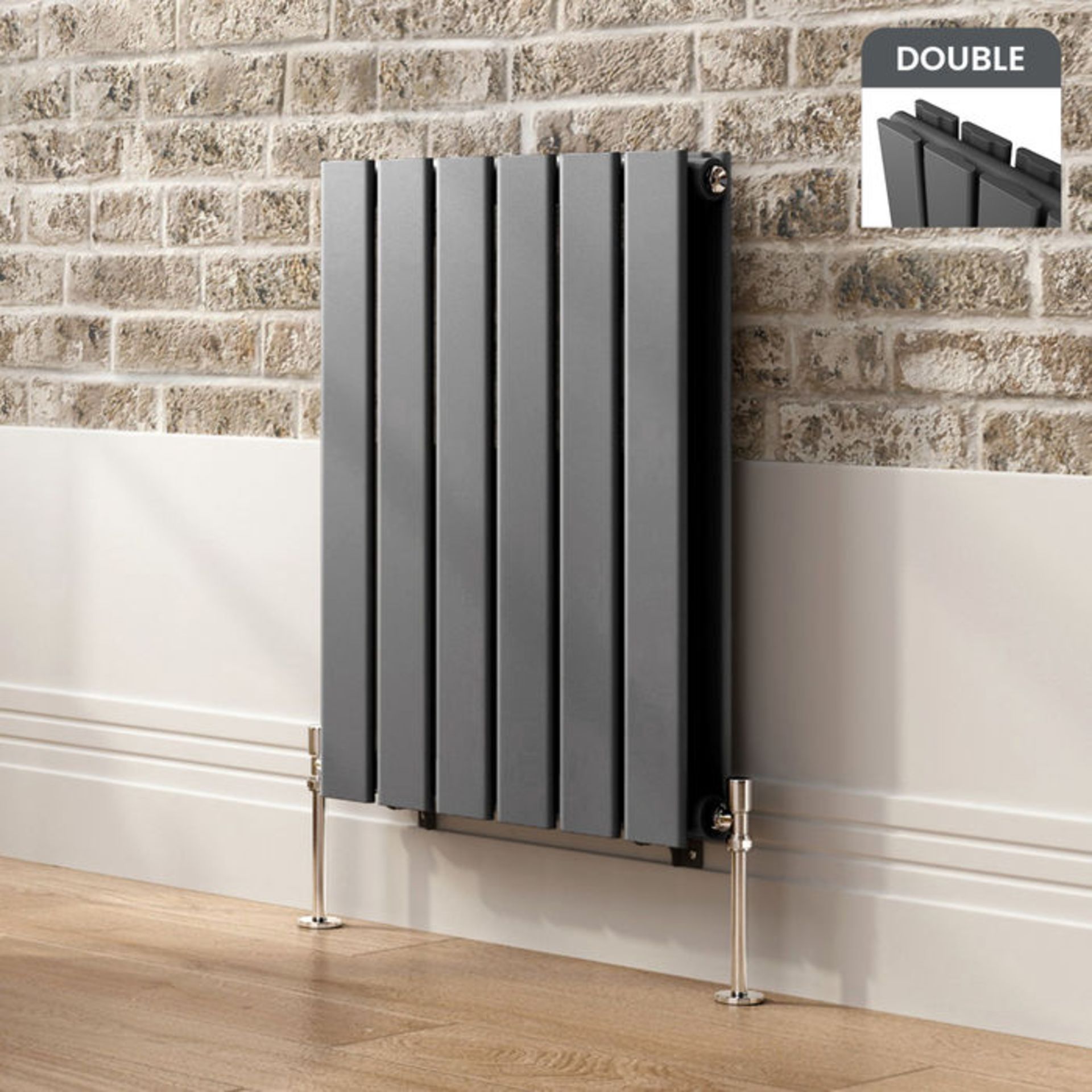 (PO11) 600x456mm Anthracite Double Flat Panel Horizontal Radiator. RRP £299.99.Engineered under