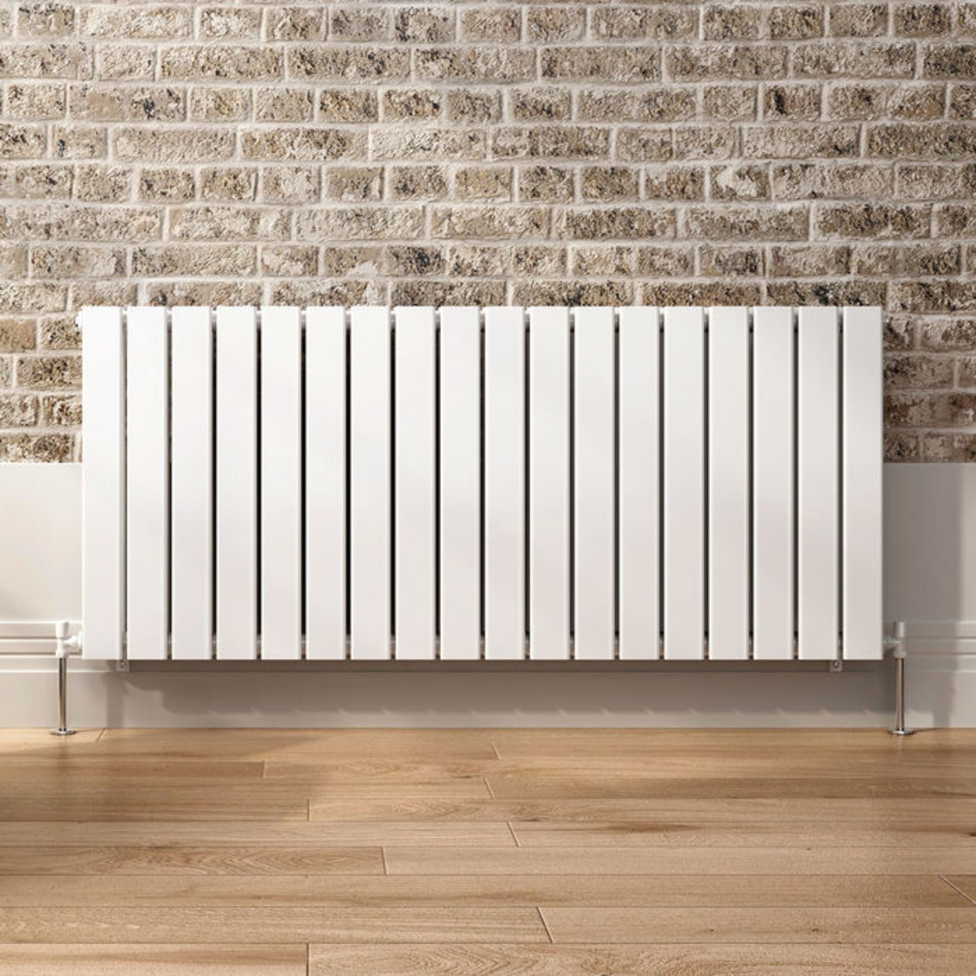 (PO2) 600x1380mm White Single Flat Panel Horizontal Radiator. RRP £289.99.Made from high grade low - Image 5 of 5