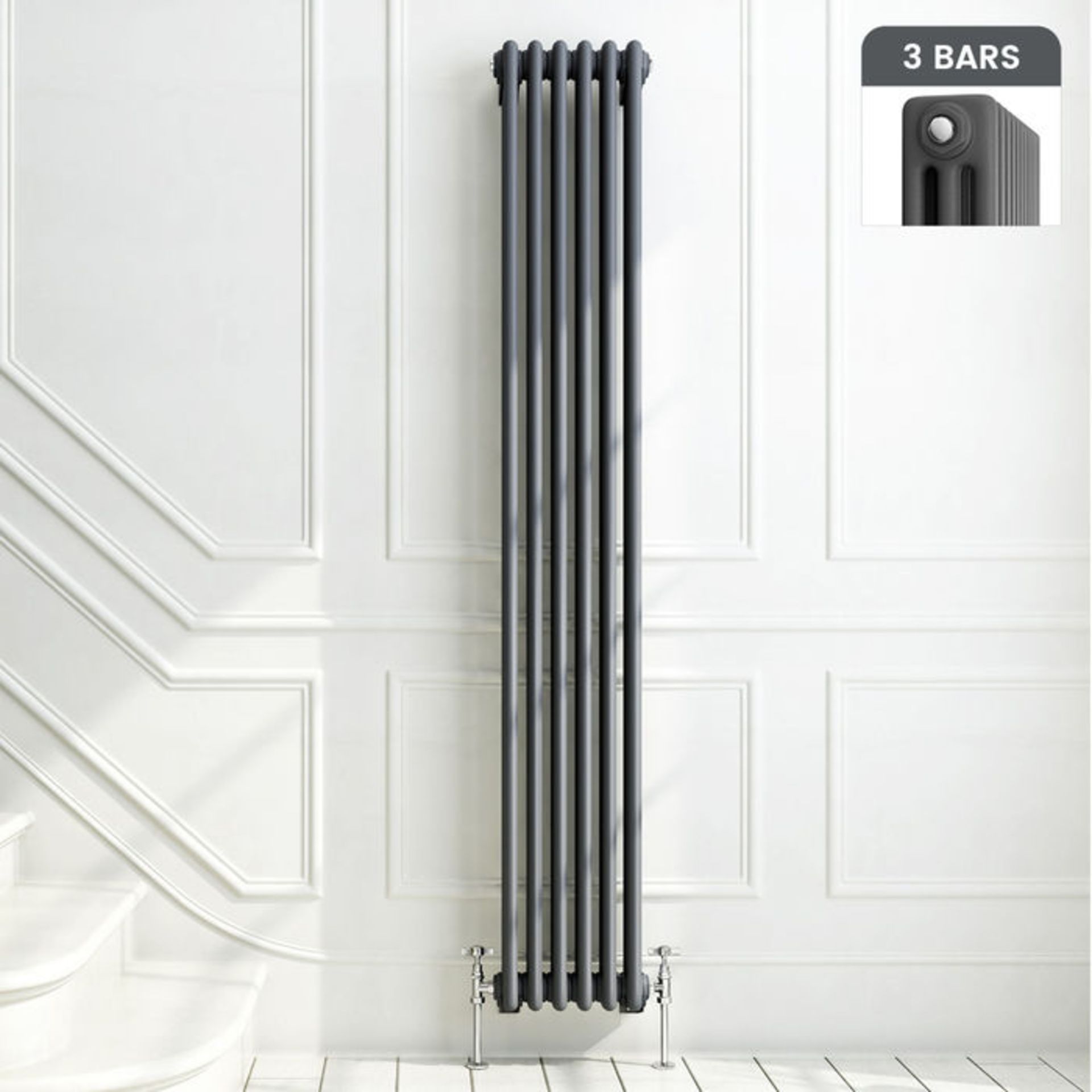 (PO169) 1800x290mm Anthracite Triple Panel Vertical Colosseum Traditional Radiator. Made with high