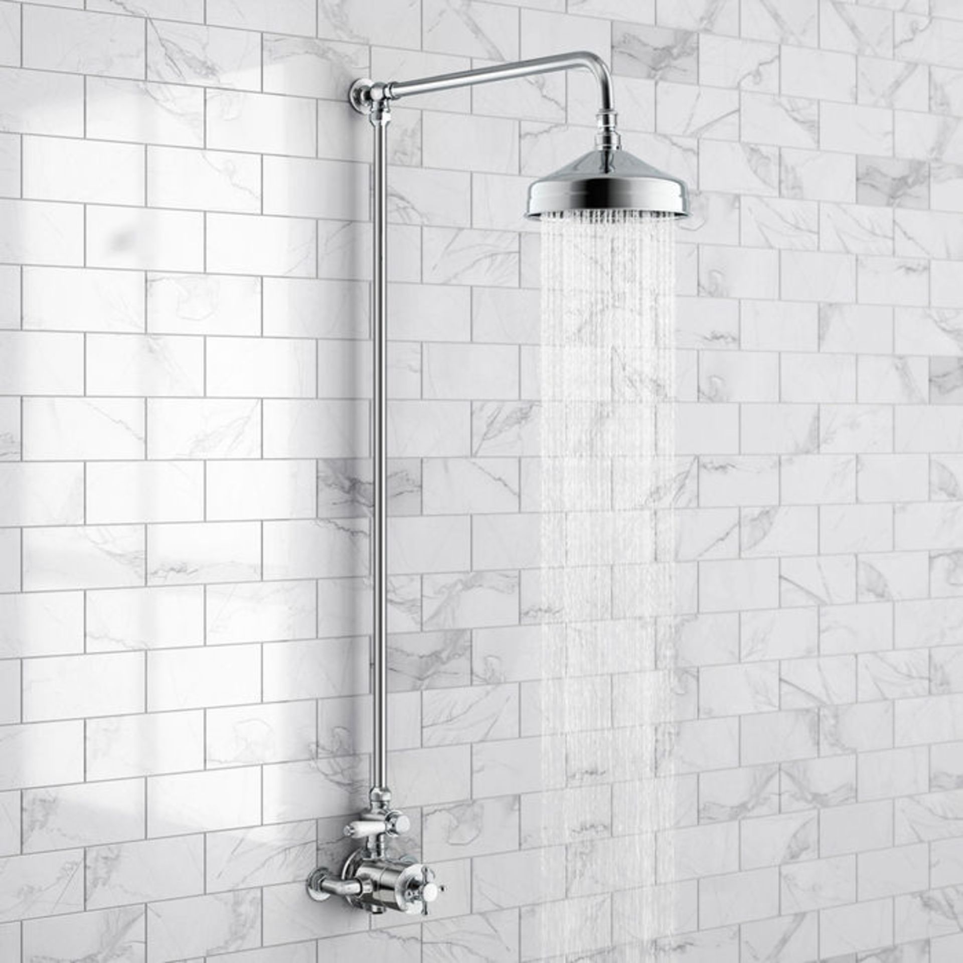 (PA28) Traditional Exposed Thermostatic Shower Kit & Medium Head. Traditional exposed valve