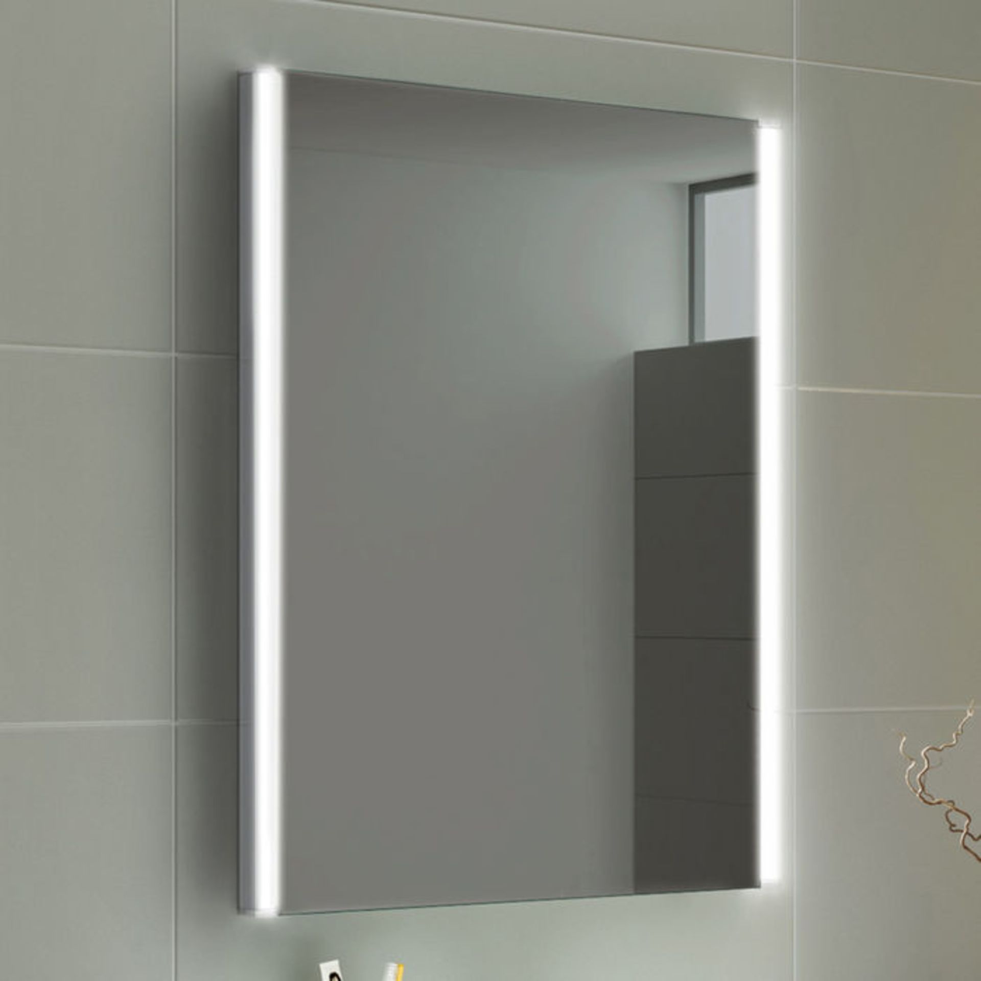 (PA63) 500x700mm Denver LED Mirror - Battery Operated. Energy saving controlled On / Off switch