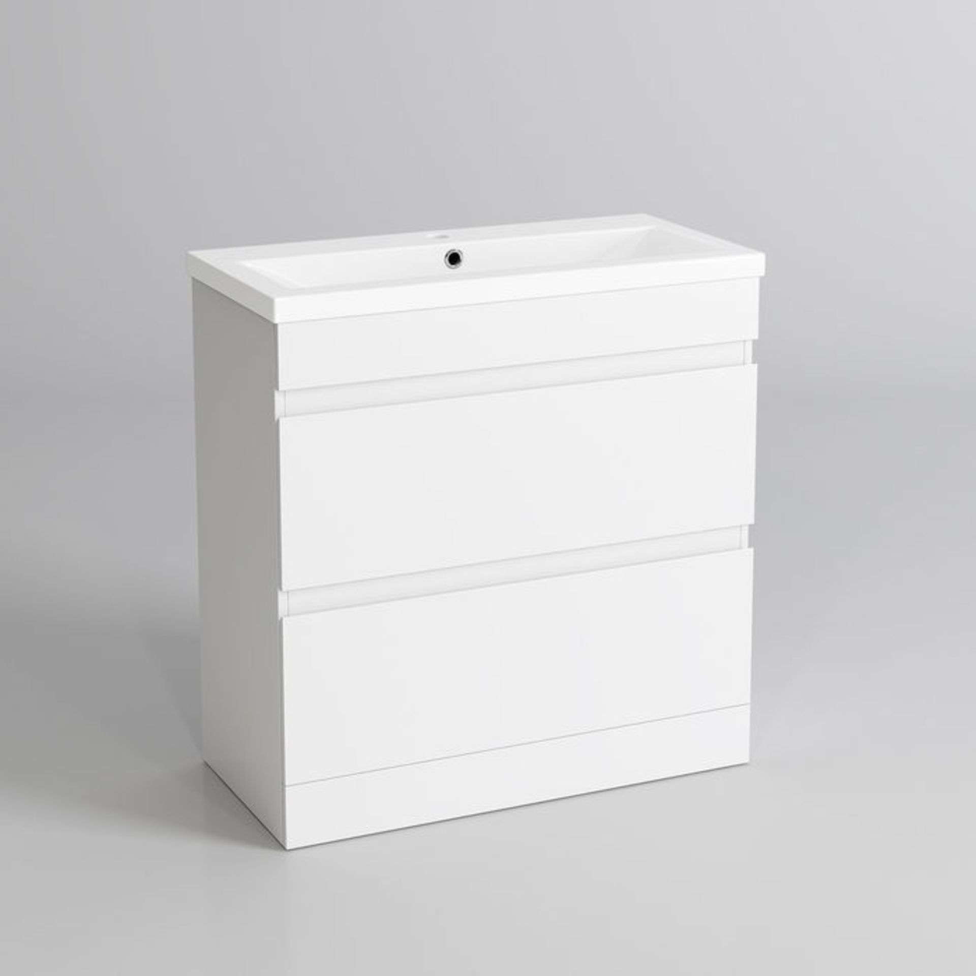 (PA22) 800mm Trent High Gloss White Double Drawer Basin Cabinet - Floor Standing. RRP £499.99. COMES - Image 2 of 5