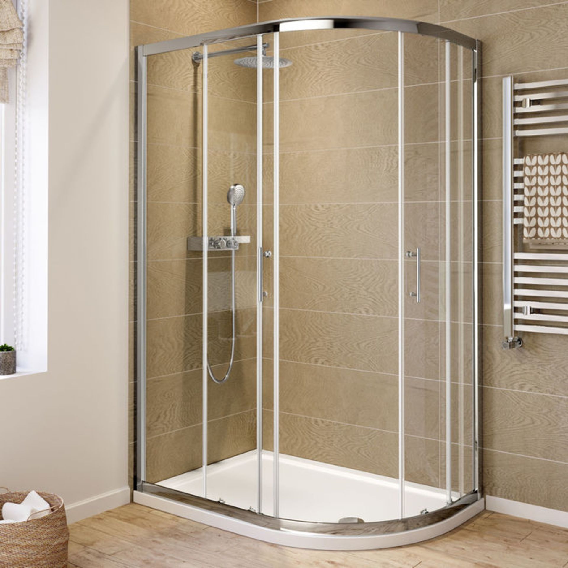 (PA74) 760x900mm - 6mm - Elements Offset Quadrant Shower Enclosure - Reversible. RRP £349.99. Our