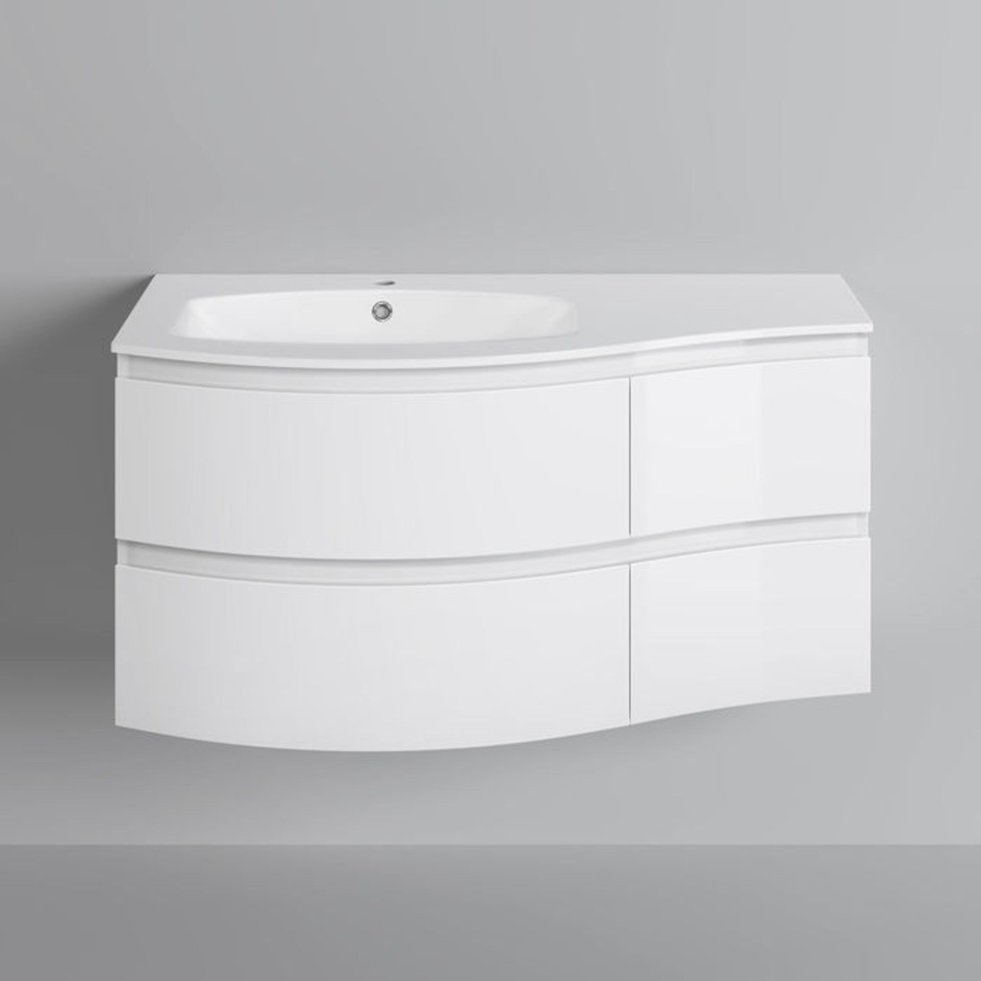 (AH4) 1040mm Amelie High Gloss White Curved Vanity Unit - Left Hand - Wall Hung. This premium option - Image 4 of 4