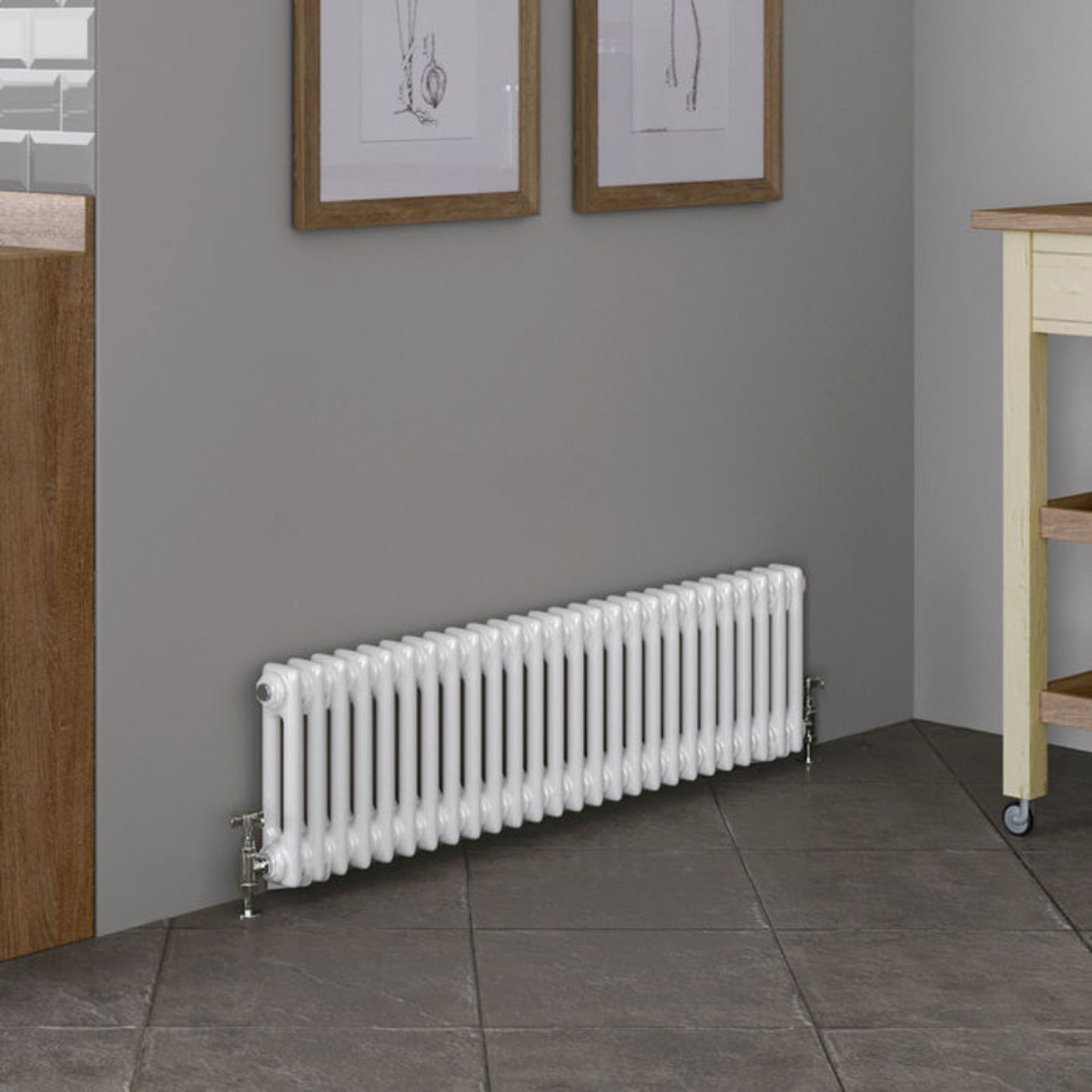 (AH43) 300x1165mm White Double Panel Horizontal Colosseum Traditional Radiator. RRP £479.99. Made - Image 3 of 4