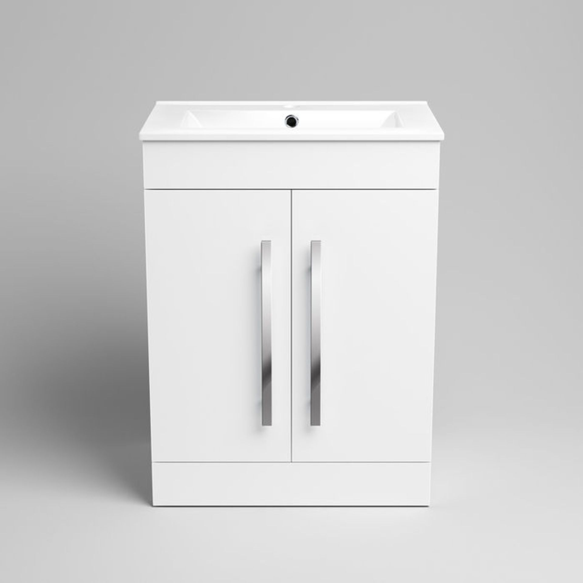 (AH27) 600mm Avon High Gloss White Basin Cabinet - Floor Standing. RRP £499.99. Comes complete - Image 3 of 4