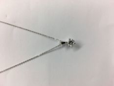 0.40ct diamond solitaire pendant set in 18ct gold. Brilliant cut diamond, I colour and si3