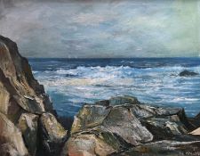 Torquill Macleod (Scottish 1933-2002) oil Rocky Shore