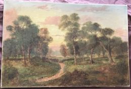 Unsigned/unframed oil painting landscape